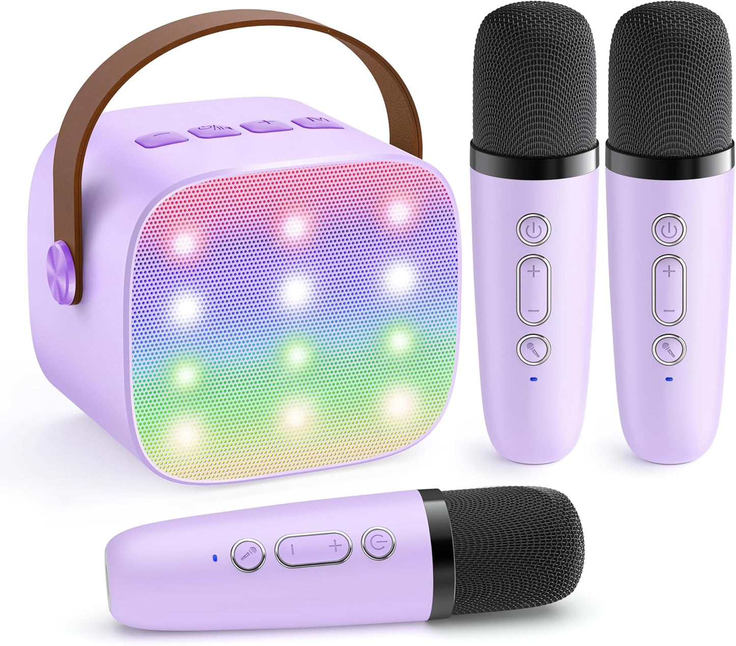 YLL Mini Karaoke Machine for Kids Adults: Portable Loud Speaker with 3 Wireless Microphones -Most Popular Birthday Party Gifts for Girls Boys 3, 4, 5, 6, 7, 8, 9, 10,11+ Year Old Toys (Purple-3 Mics)