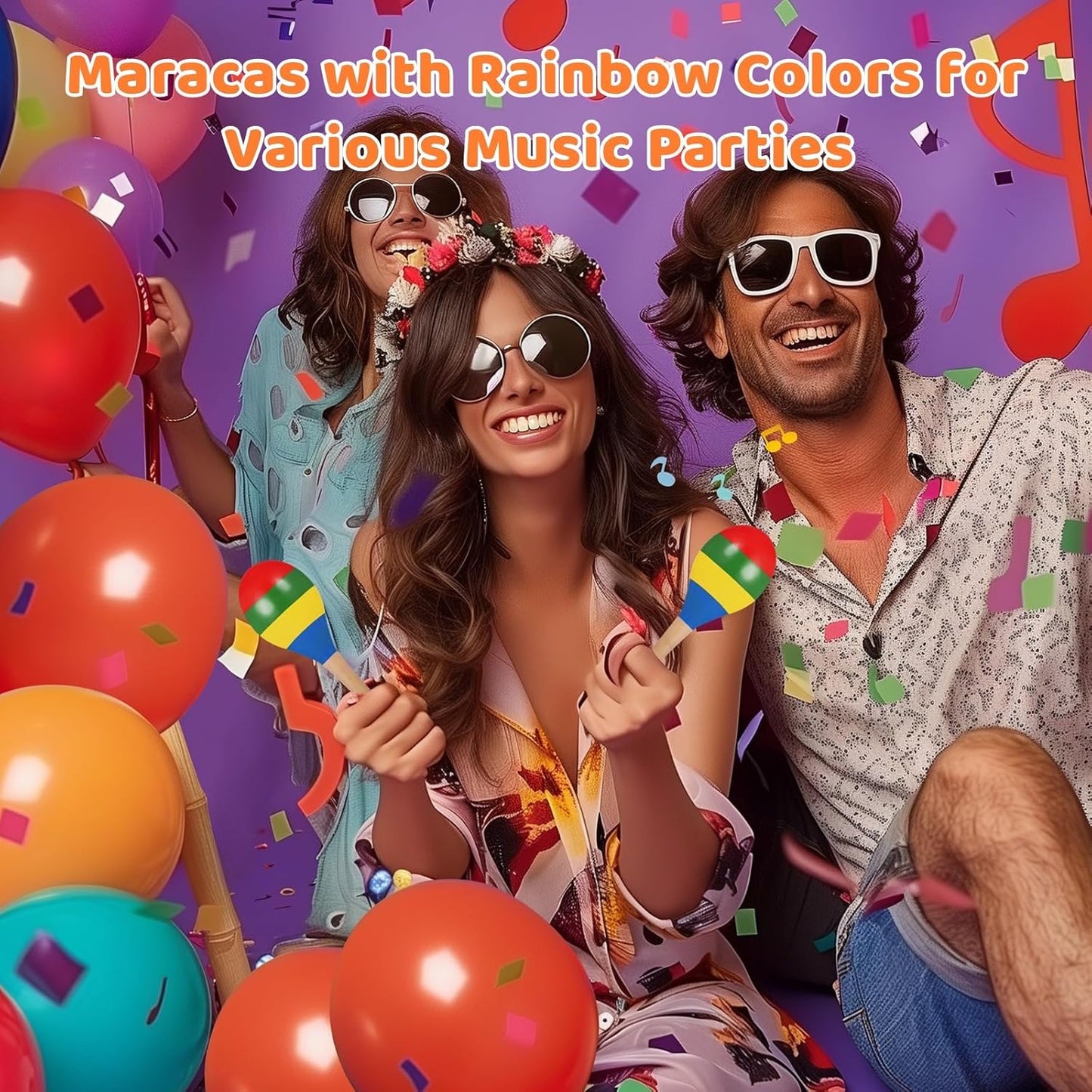 24 PCS Maracas for Adults - 7.9 Inches Multi-Colored Wooden Maracas, Lightweight Design Noisemaker Musical Fun Party Favor for Adult Mexican Party Props Birthday Carnival