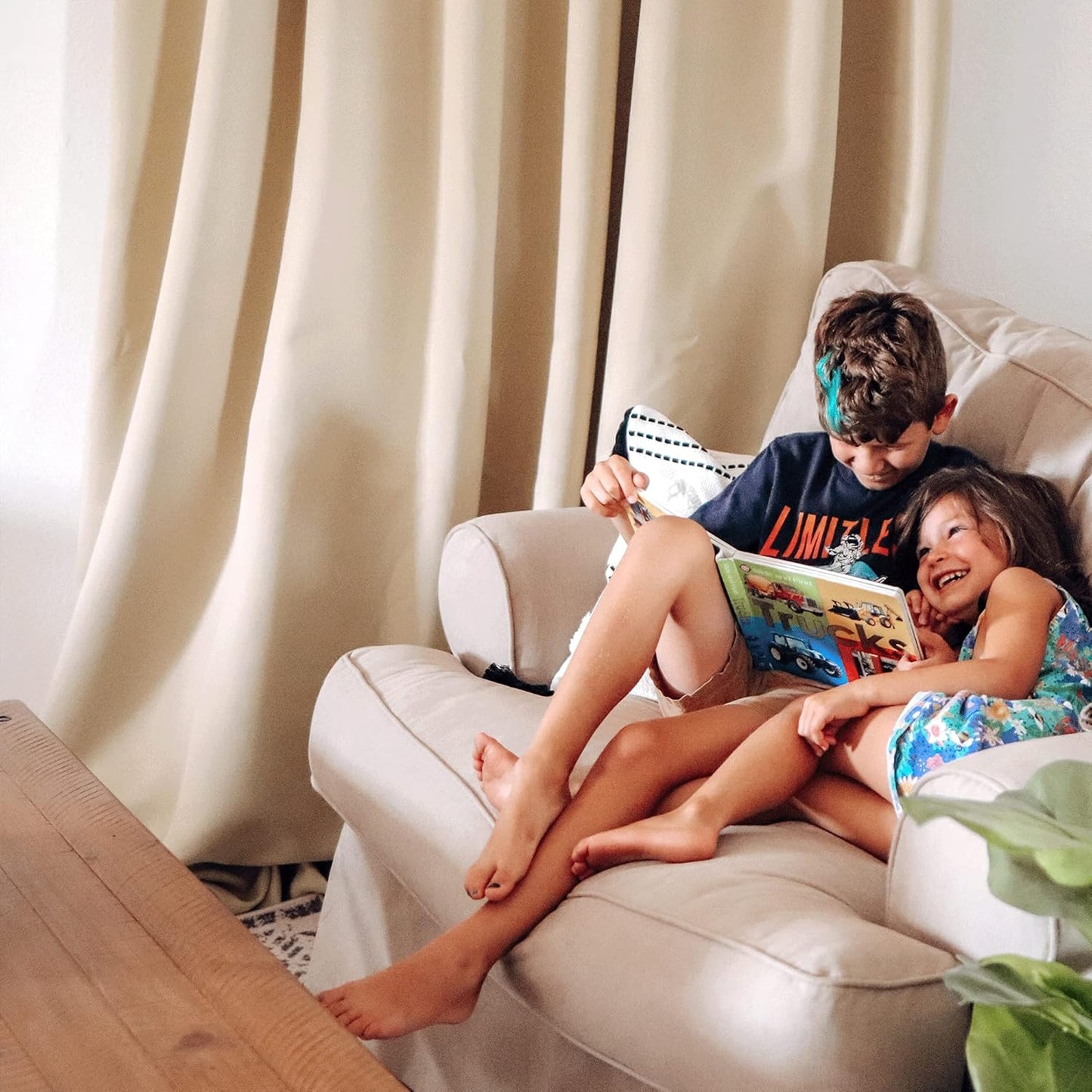 NICETOWN Bedroom Full Blackout Curtain Panels, Super Thick Insulated Window Covers, Complete Blackout Draperies with Black Liner for Short Window(Biscotti Beige, Set of 2 PCs, 52 by 63-inch)