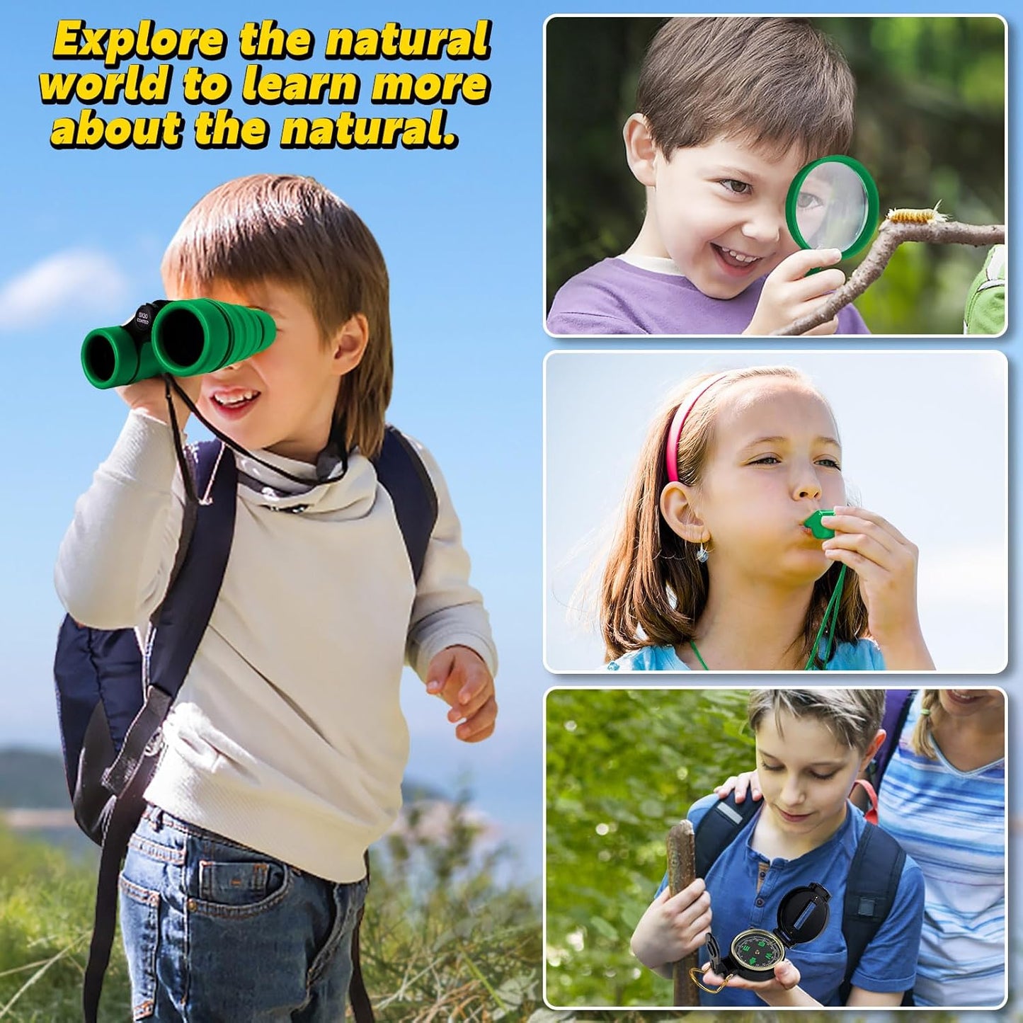 ESSENSON Kids Explorer Kit - Adventure Kit for Kids, Outdoor Explorer Kit with Binoculars, Summer Outdoor Toys for Kids Ages 4-8