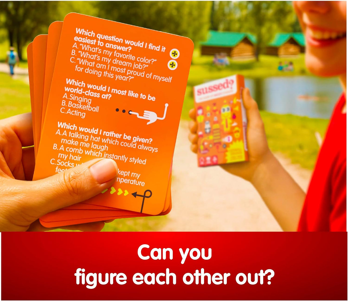 SUSSED The Wacky ‘What Would You Do’ Travel Card Game - Social Fun for Kids and Teens - Easy Game for Families & Road Trips - Ages 7+ - Orange Pack