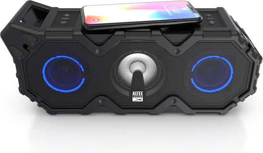 Altec Lansing Super LifeJacket Jolt - Waterproof Bluetooth Speaker, Durable & Portable with Qi Wireless Charging and Customizable Lights, Wireless Speaker for Travel & Outdoor Use