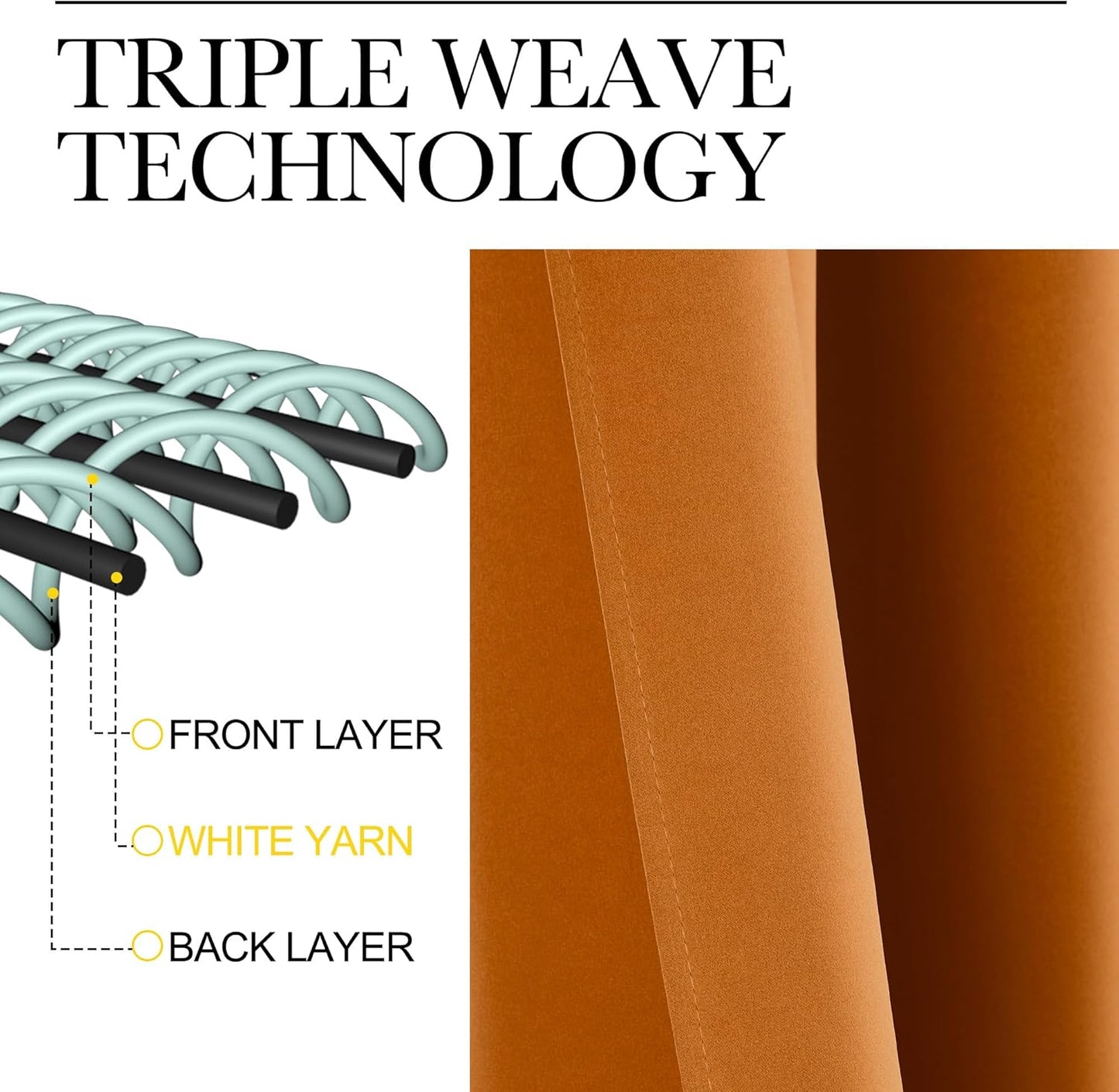 NICETOWN Room Darkening Orange Curtains 63 inches Long - Grommet Faux Silk Thermal Drapes Light Reducing Energy Saving Privacy Window Treatments for Bedroom, 2 Panels, W52 x L63