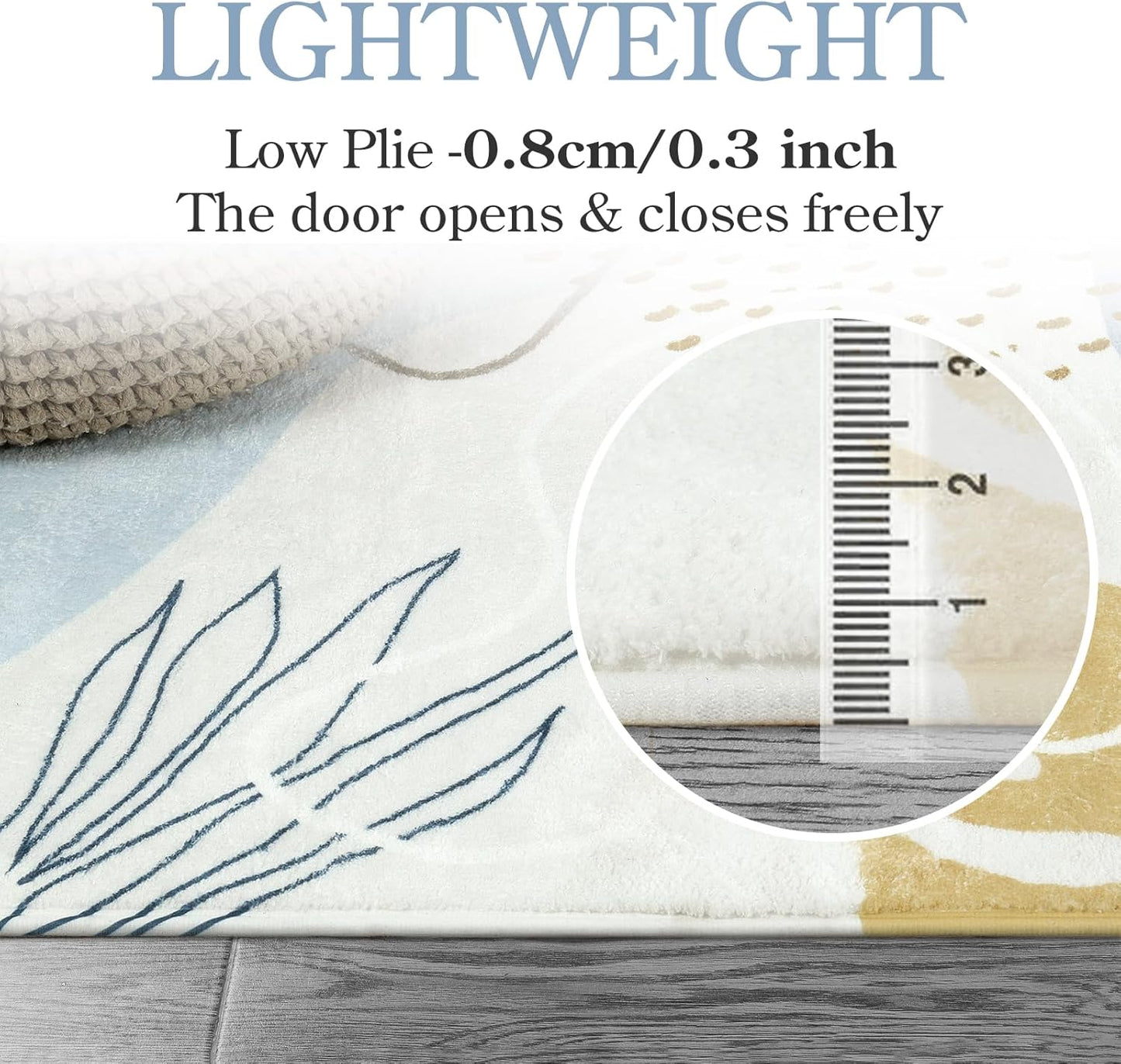 Lahome Boho Rug Runner - 2x4 Area Rug Non-Slip Washable Soft Bathroom Runner Rug Small Throw Long Bath Rug Blue Kitchen Runner, Botanical Print Foor Mats Runner Rug for Bedroom Hallway Laundry Room