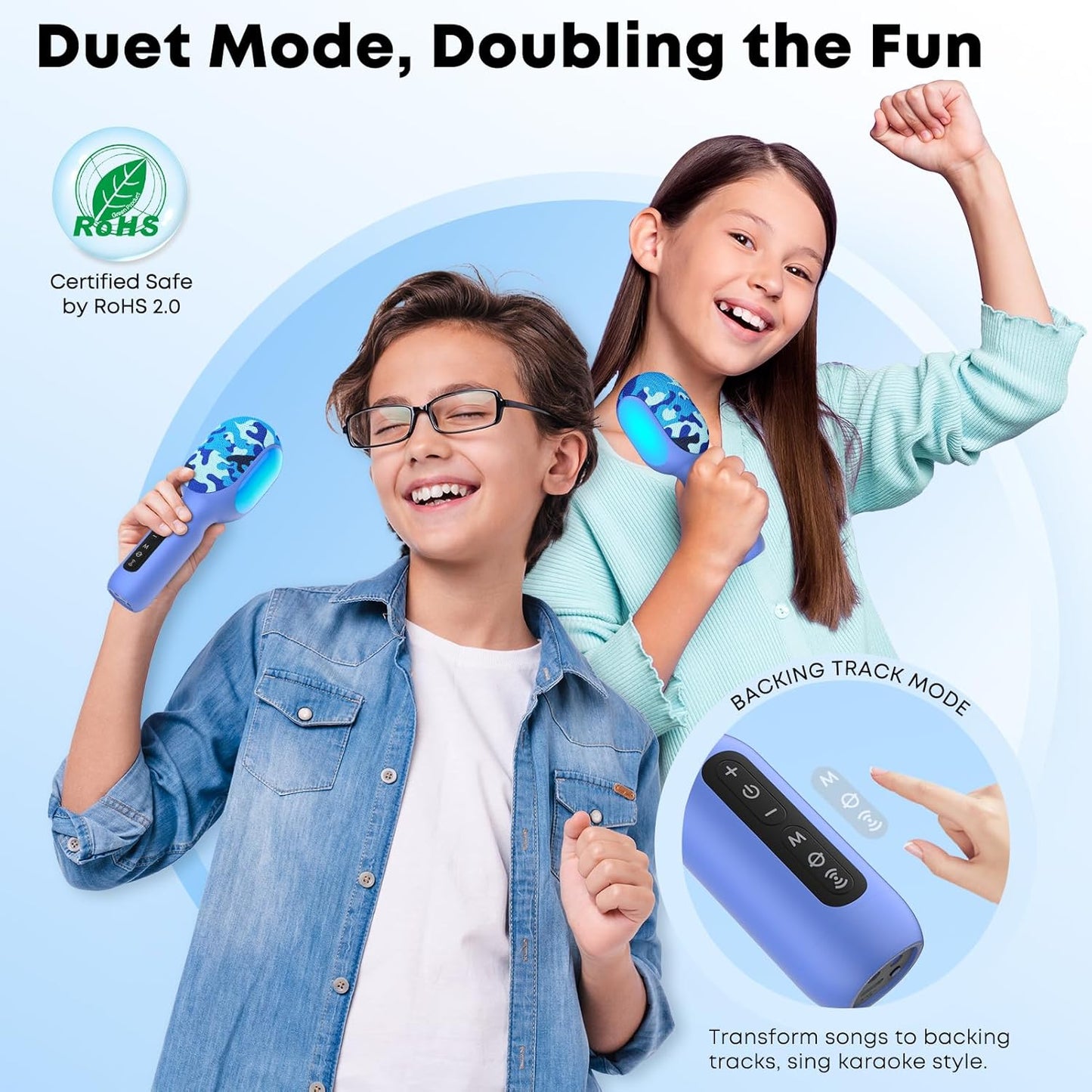 StageSound Karaoke Microphone, Wireless Bluetooth Microphone with Dynamic LED Lights, 5-in-1 Portable Handheld Mic Speaker Machine for Singing Home Party Toys Birthday Gift for Kids Adults Boys Girls