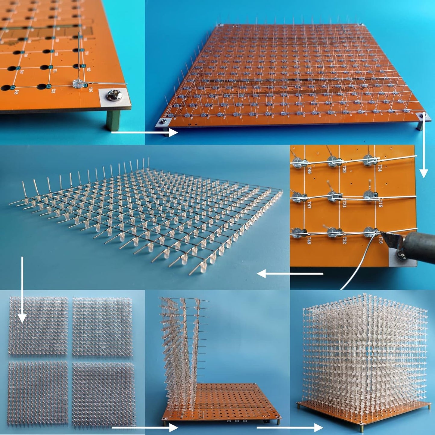 Mini 3D Led Cube DIY Electronics Kit Soldering Project Kit (3D16MINI-ALLBLUE-KIT)