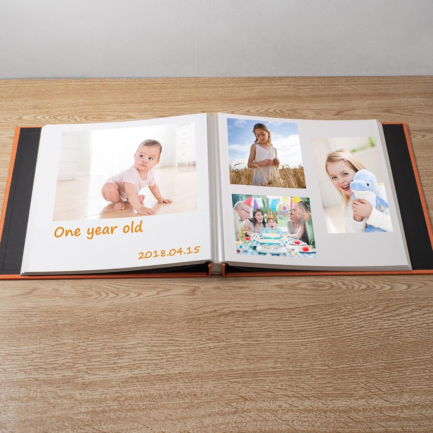 Large Photo Album Self Adhesive Scrapbook Album for 4×6 8×10 Pictures DIY Magnetic Linen Cover Album 60 Pages for Family Wedding Gifts with Metal Pen and Plastic Board