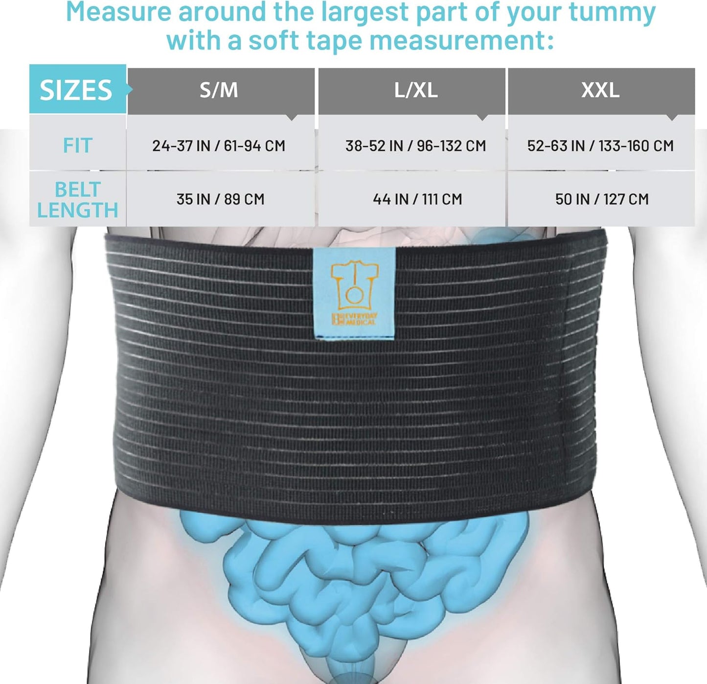 Everyday Medical Post Surgery Abdominal Binder for Men and Women - Medical Grade Stomach Compression Brace for Waist and Abdomen Surgeries Such as Gastric Bypass, Liposuction, C-Section, Tummy Tuck