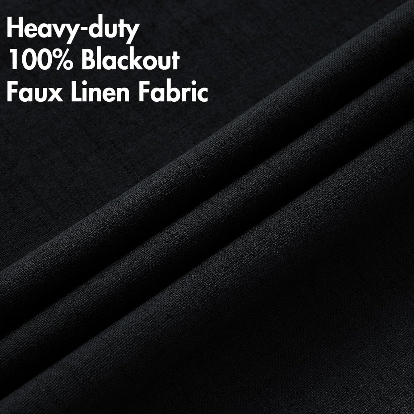 MIULEE Linen Texture Curtains for Bedroom Solid 100% Blackout Thermal Insulated Halloween Black Curtains Grommet Room Darkening Drapes for Living Room Nursery 52x84 Inch (2 Panels)