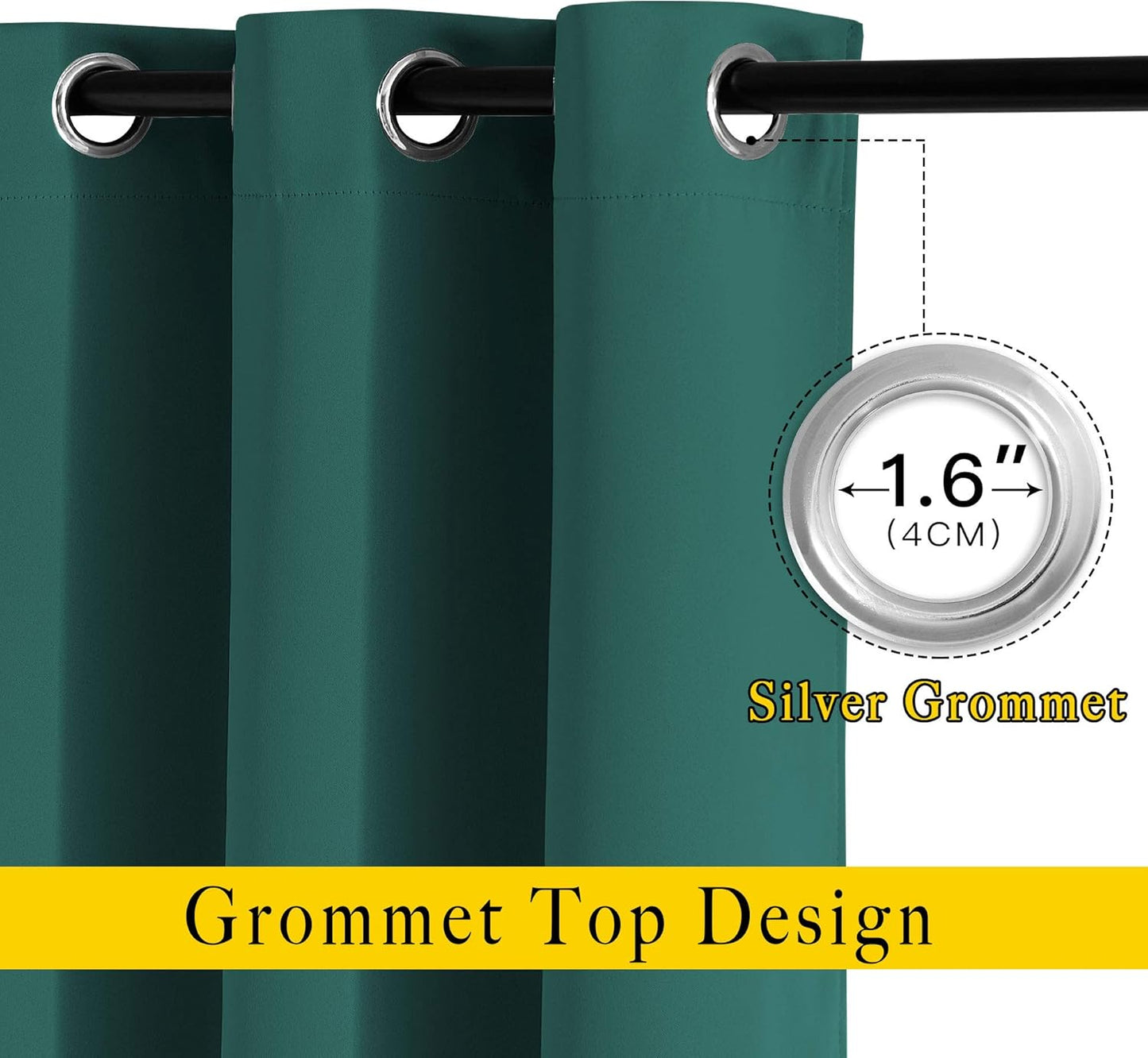 NICETOWN Blackout Curtains for Bedroom - Thermal Insulated Solid Grommet Room Darkening Curtains/Panels/Drape for Bedroom(Hunter Green, 2 Panels, 46 x 90Inch)
