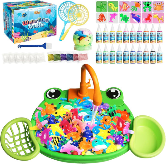 Glow in The Dark Water Craft Toy DIY Elf Kit for Boys Girls - 20 Color Gel & 12 Molds DIY Water Pets, Magic Craft Kit in Water Creative Handmade Water Art Set for Kids Age 3 4-8 8-12