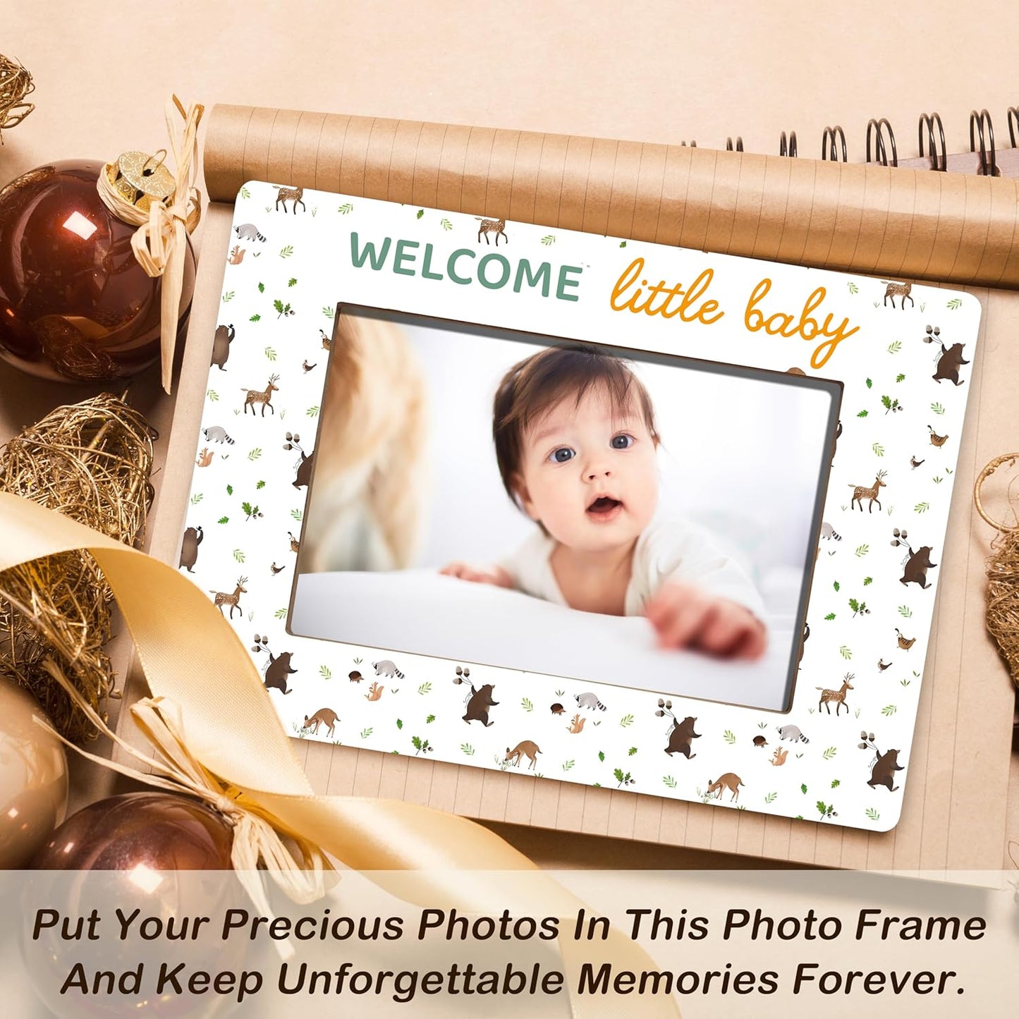 Baby Photo Frame, Woodland Animal Theme Picture Frames, Welcome Little Baby Photo Frame, Nursery Decorations, Gender Reveal Gifts, New Father Mom To Be Gifts, Wooden Picture Frames -A23