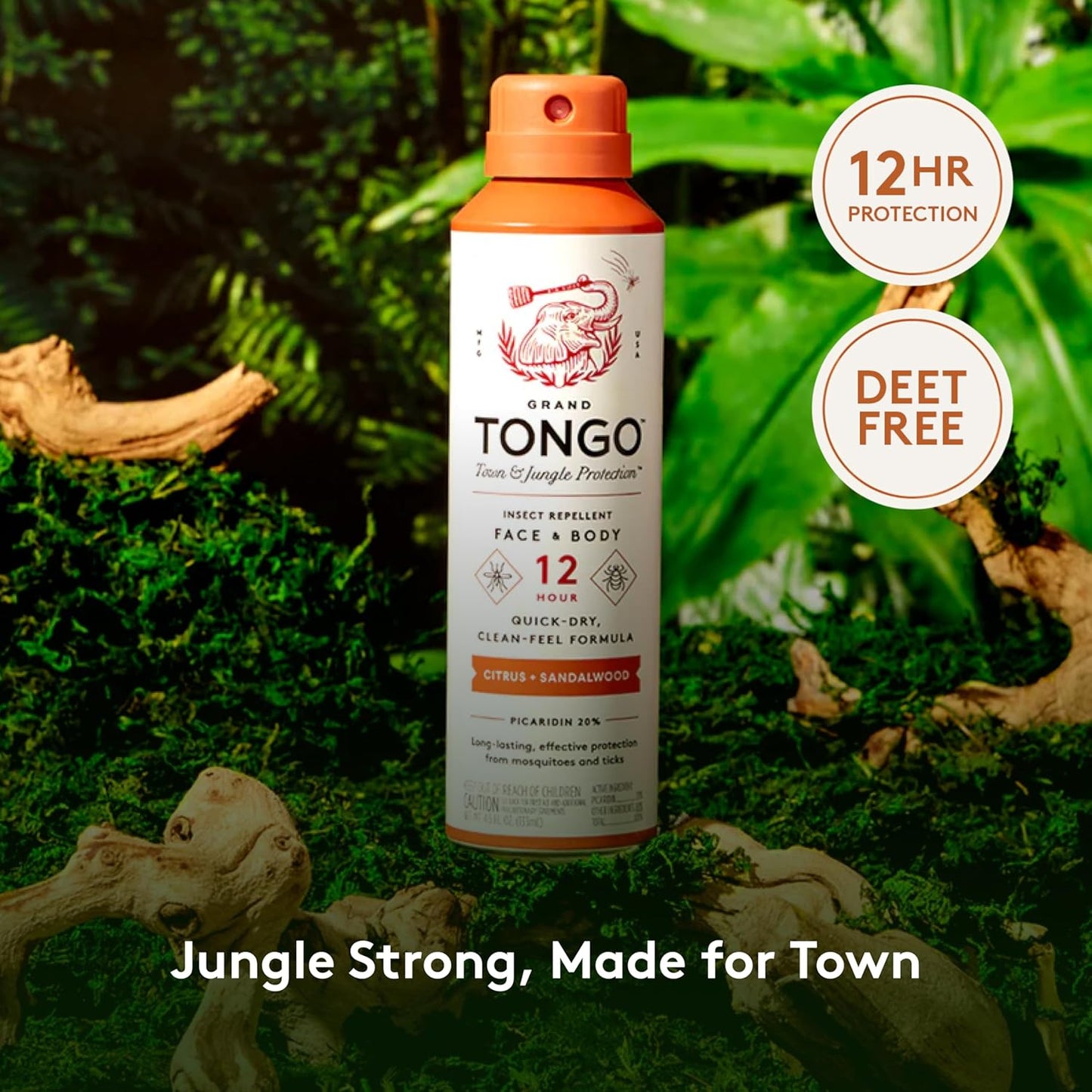 DEET-Free Insect Repellent with Picaridin, The 12 Hour Protection, DEET Alternative - Citrus + Sandalwood