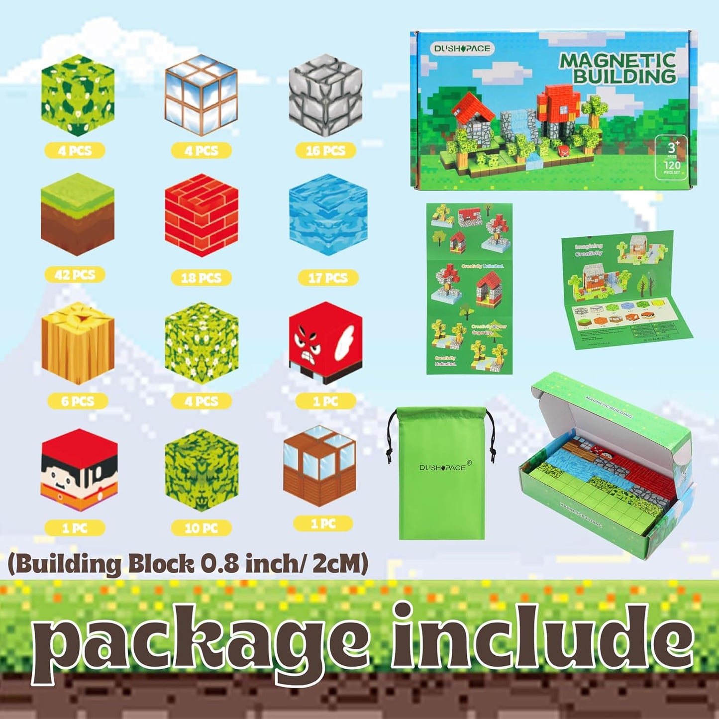 Magnetic Building Blocks STEM Toys for Kids Ages 3-12 – 120 PCS Educational Construction Set with Storage Bag, Safe & Durable Learning Toys for Toddlers Children Boys Girls