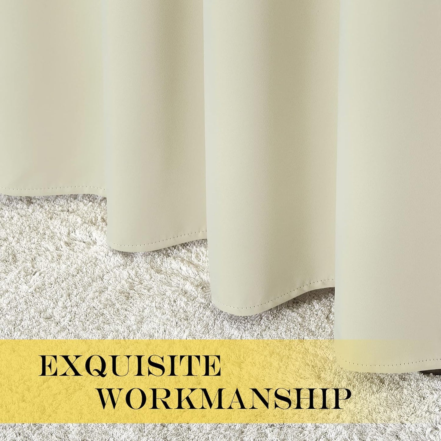 NICETOWN Room Darkening Beige Curtains for Doorway 78" L, Grommet Light Blocking Window Treatments Blackout Privacy Drapes for Living Room/Kids Room, 2 Panels, W52 x L78