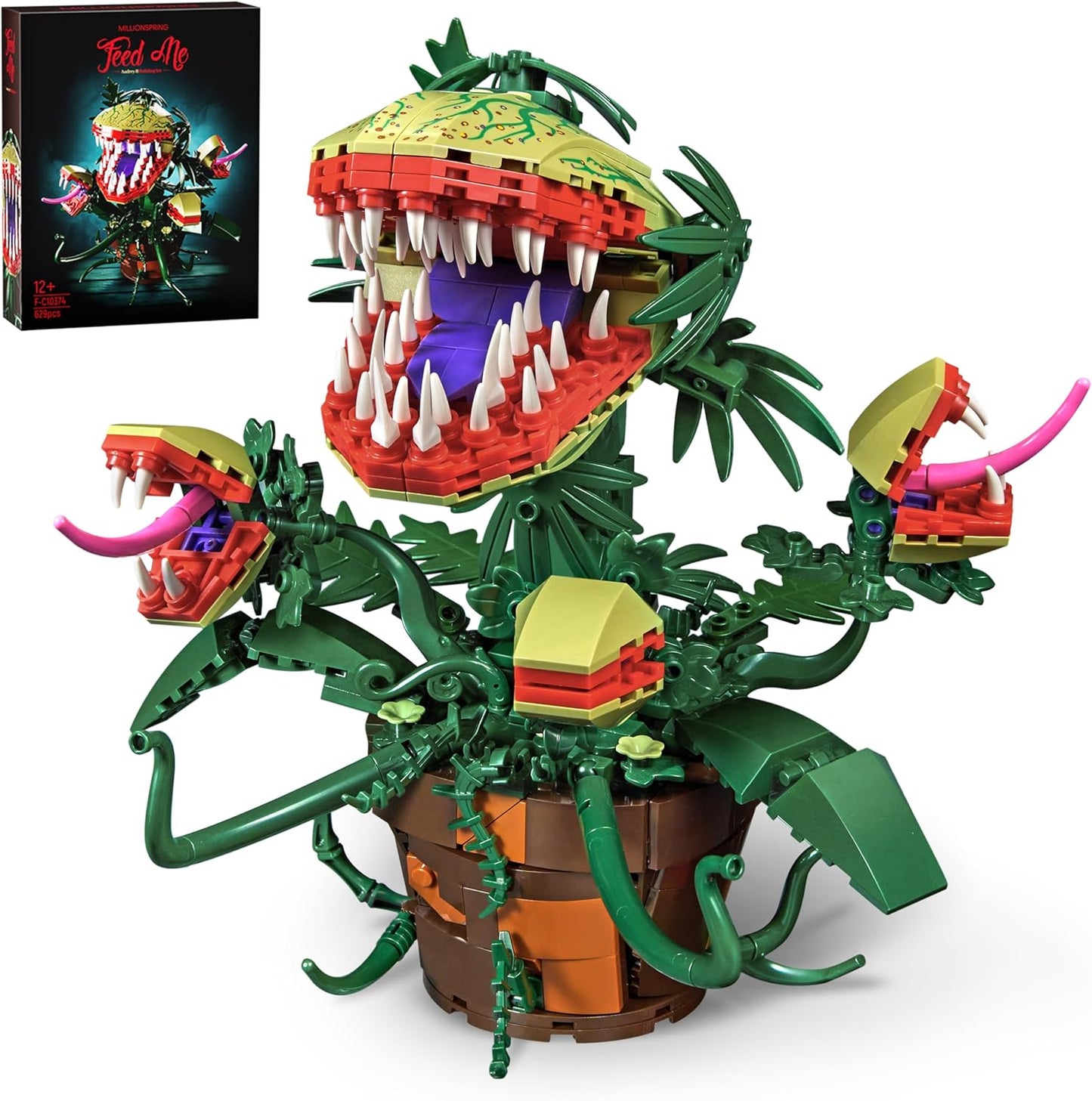 Piranha Plant Audrey II 2 Building Blocks Set, Toys Kit Horrors Flower Shop Decoration Gift for Tv Film Fans Families Friends 12+ On Halloween Birthday Christmas