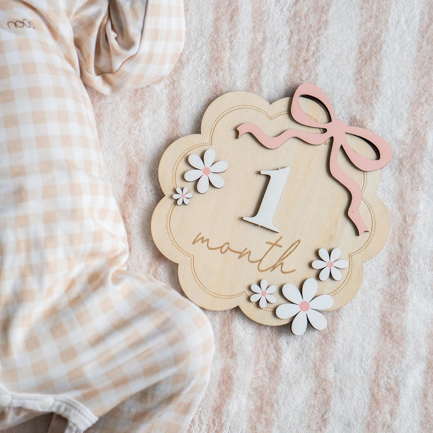 Baby Monthly Milestone Sign,1-12 Monthly Baby Milestone, Month Milestone Baby Girl, Baby Months Milestone, Newborn Photography Props Double-Sided (B12)