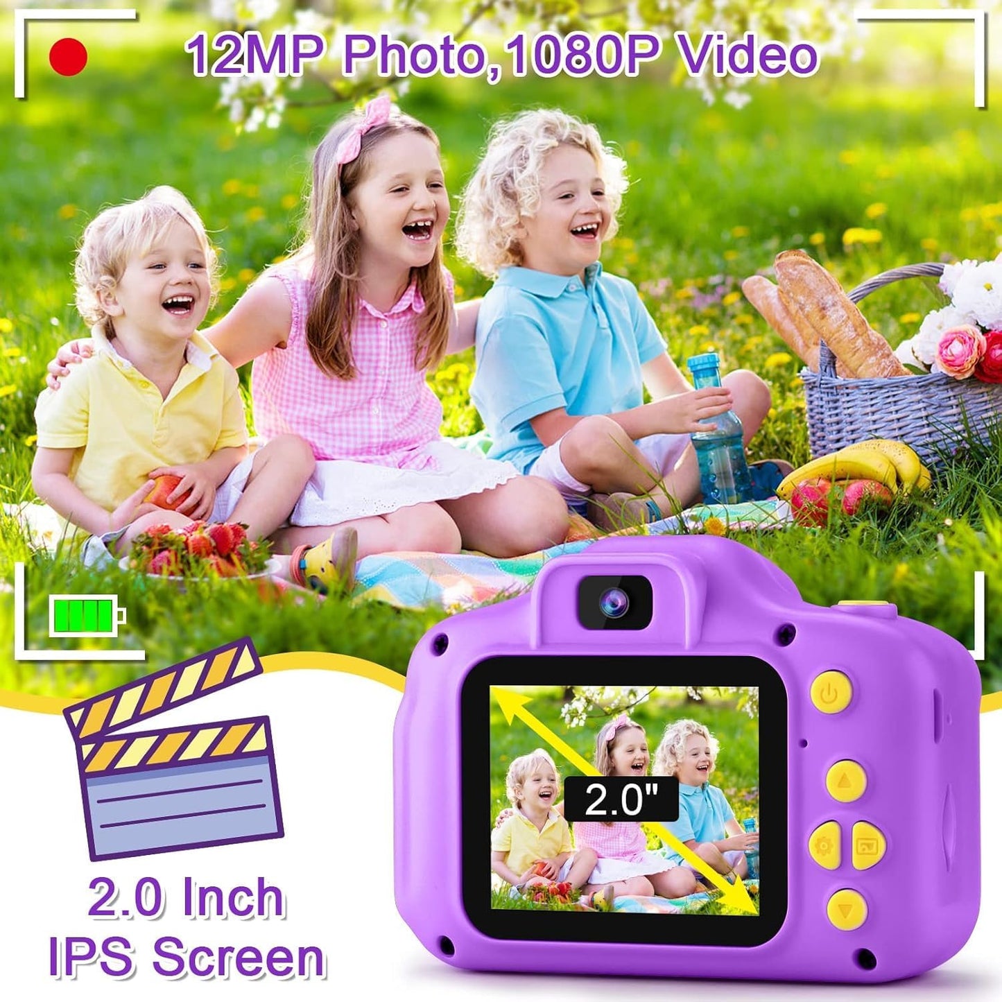 GKTZ Toys for Girls Age 3-8, Kids Camera Digital Video Toddler Camera Children Camcorder Birthday Gifts for 3 4 5 6 7 8 Year Old Girls with 32GB SD Card