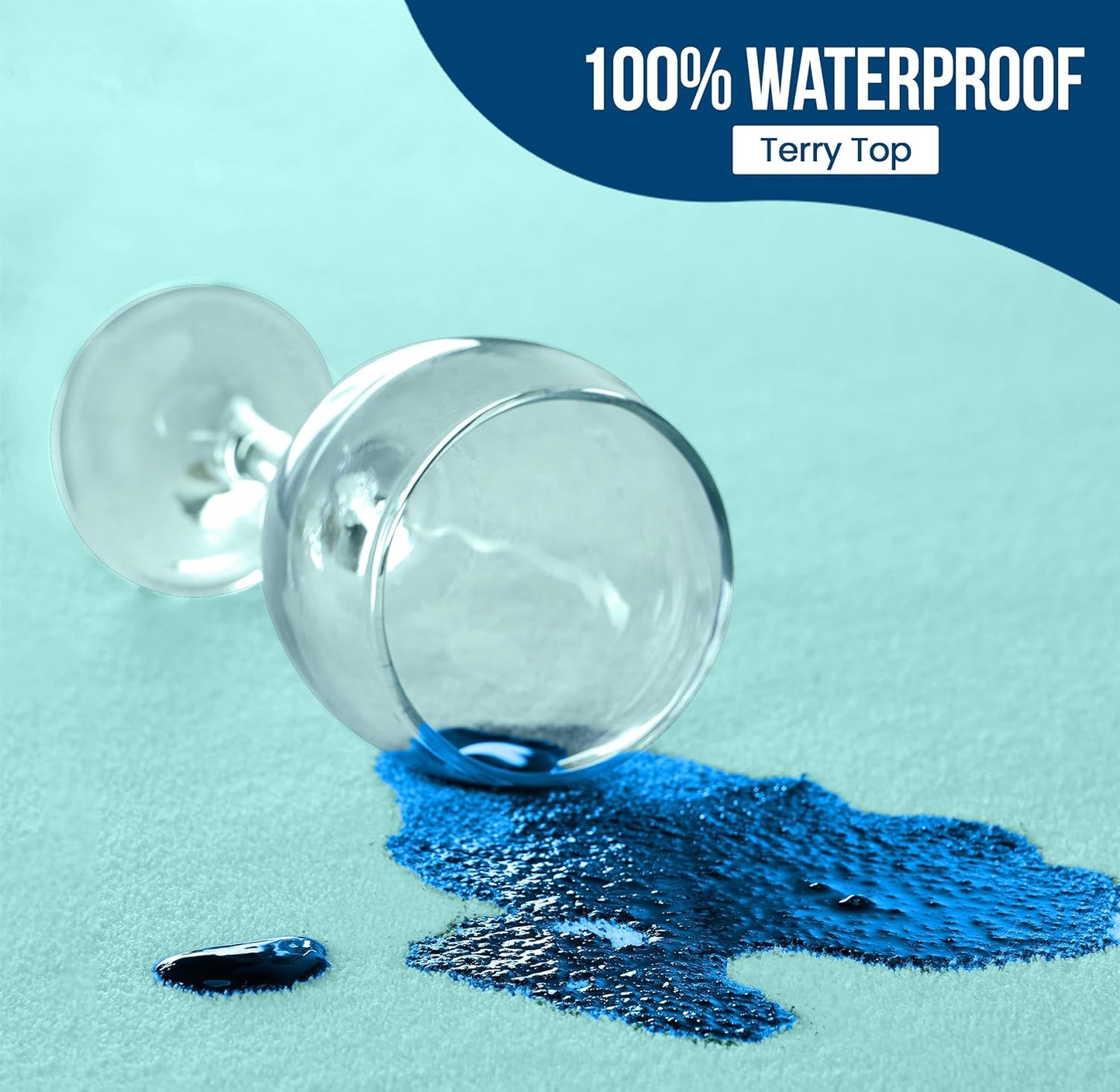 Utopia Bedding Waterproof Mattress Protector King Size, Premium Terry Mattress Cover 200 GSM, Breathable, Fitted Style with Stretchable Pockets (Spa Blue)