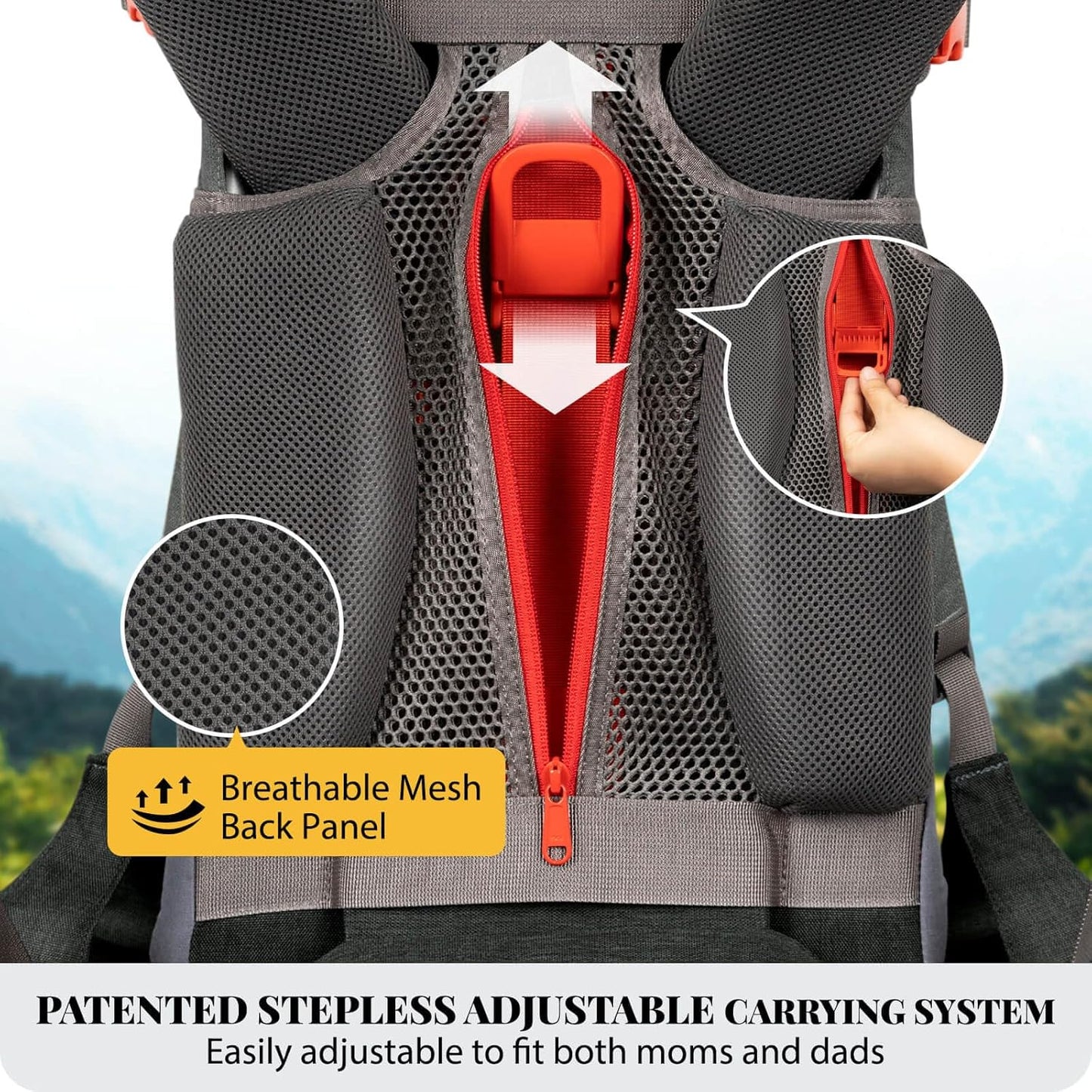 WIPHA Baby Backpack Carrier, Upgraded Carrying System Toddler Hiking Backpacks Carrier, Ergonomic Pro Baby Carrier Backpack with Safety Seat