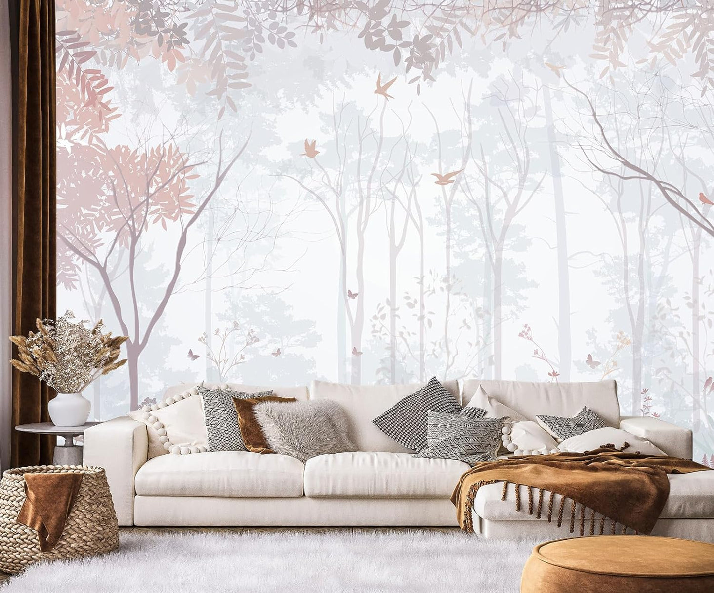 Forest Fabric Mural Wallpaper for Living Room Bedroom Dining Room(Not Self-Adhesive)