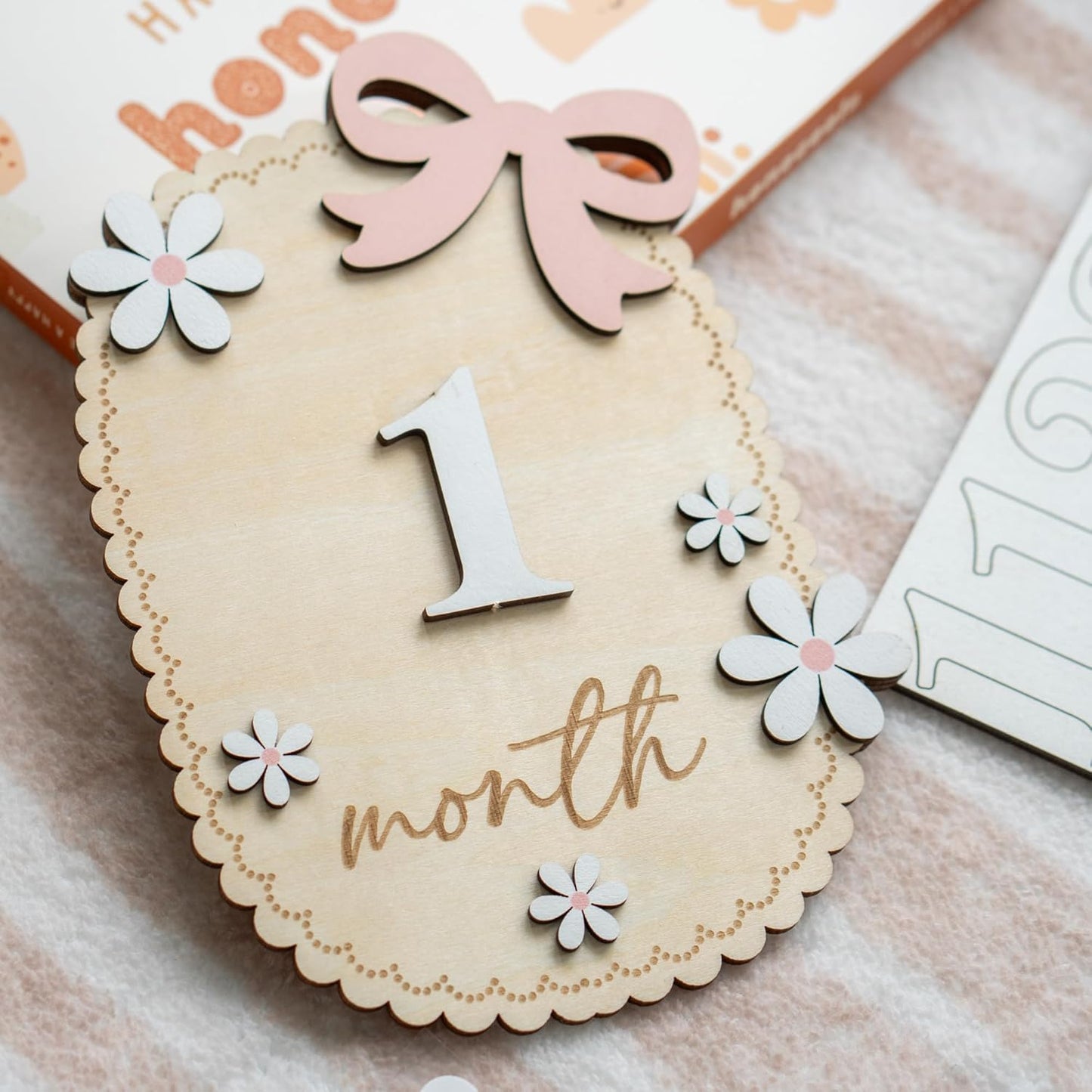 Baby Monthly Milestone Sign,1-12 Monthly Baby Milestone, Month Milestone Baby Girl, Baby Months Milestone, Newborn Photography Props Double-Sided (B13)
