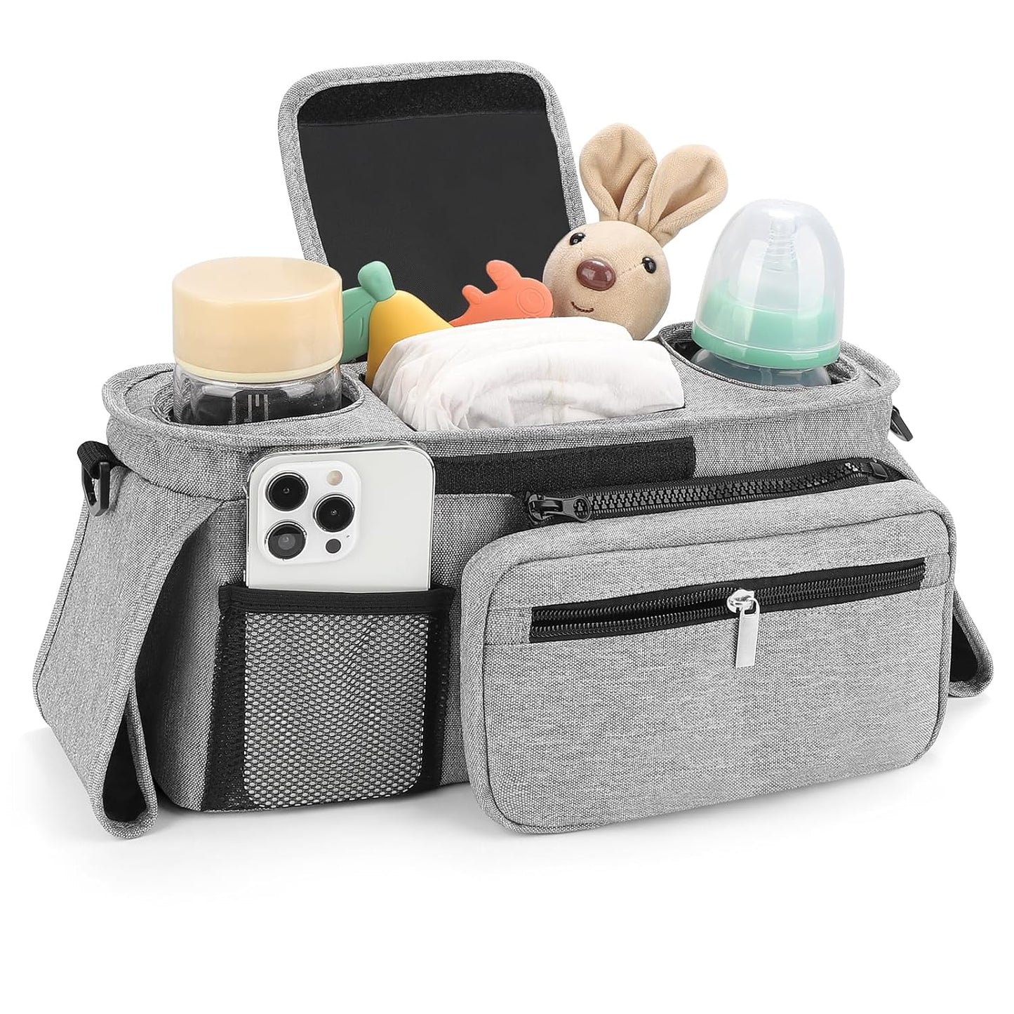 Accmor Universal Stroller Organizer with Insulated Cup Holder Detachable Phone Bag and Shoulder Strap,Stroller Bag Caddy Organizer Fits for Uppababy, Baby Jogger, Britax Strollers