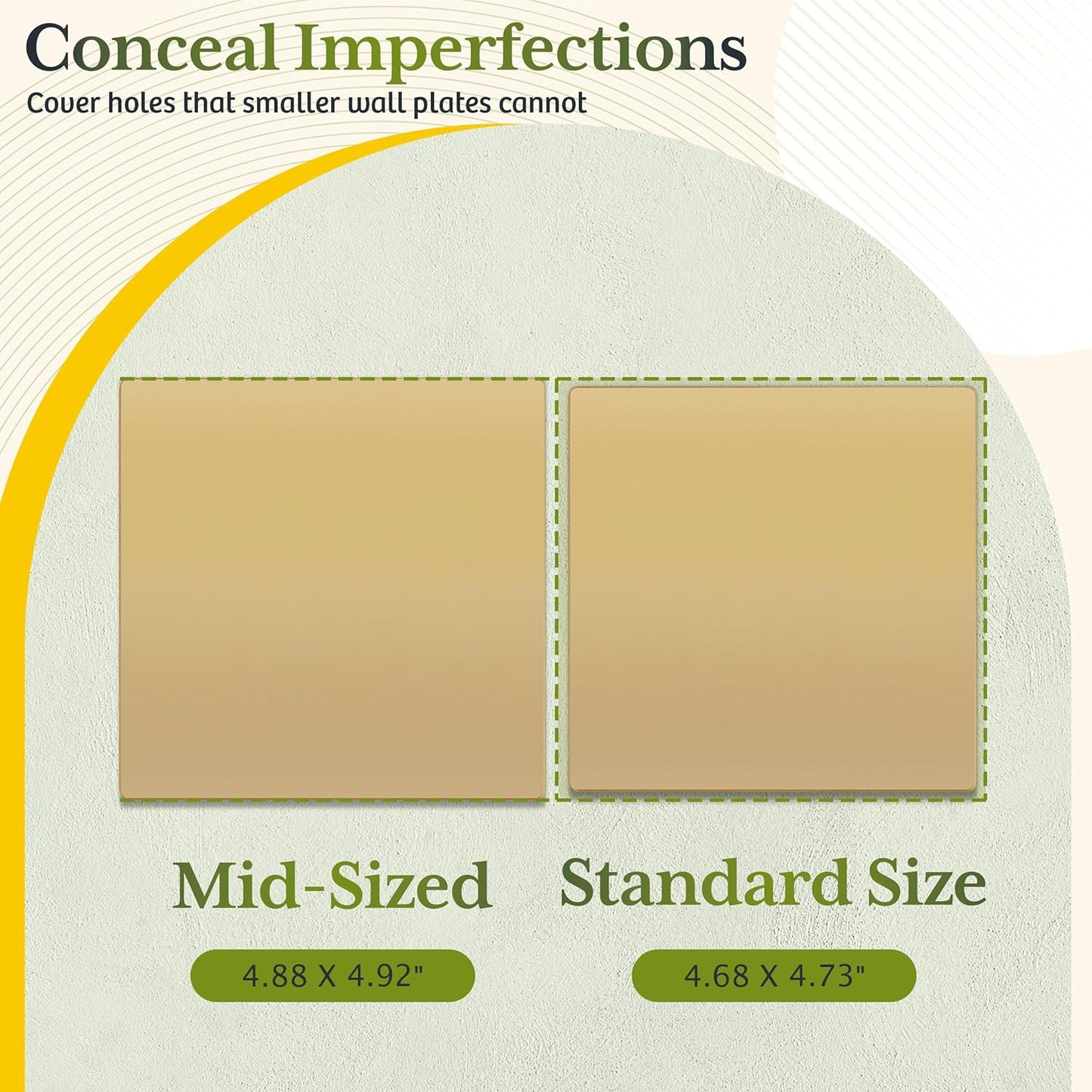 TG Screwless Double Blank Wall Plate, Child Safe Blank Device Outlet Cover, Mid-Size 2-Gang 4.88" H x 4.92" L, Polycarbonate Thermoplastic, UL Listed, SP-MB2-GD2P, Gold (2 Pack)