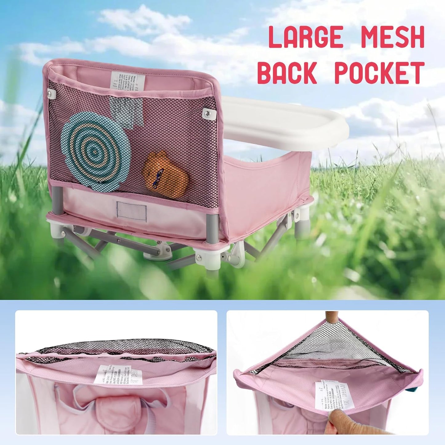 Tiny Marvels Portable 3-in-1 Baby Booster Seat – Cozy Floor Seat, Feeding Seat with Tray, Toddler Booster – Compact, Foldable, Safe with Child Safety Belt Carry Bag – Perfect for Travel & Family Time