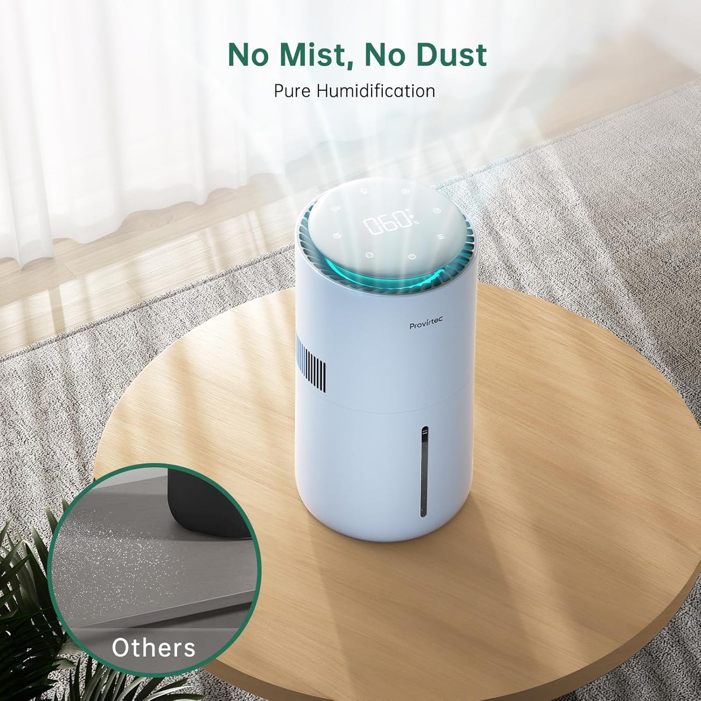 MistFree Smart Humidifier for Bedroom, Evaporative Humidifier No White Dust, Auto Humidity & APP Control, 3L Water Tank Easy to Clean, Sleep Mode, Timing, Humidifiers for Nursery/Baby(Blue)
