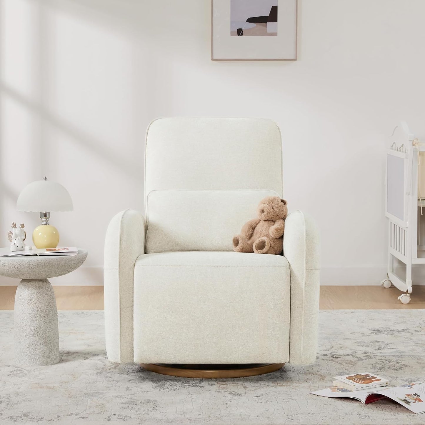 CHITA Power Nursery Glider Recliner Chair, Electric Swivel Rocker Recliner for Adults, Rocking Chair with Removable Lumbar Pillow for Living Room, FSC Certified, Fabric in Linen