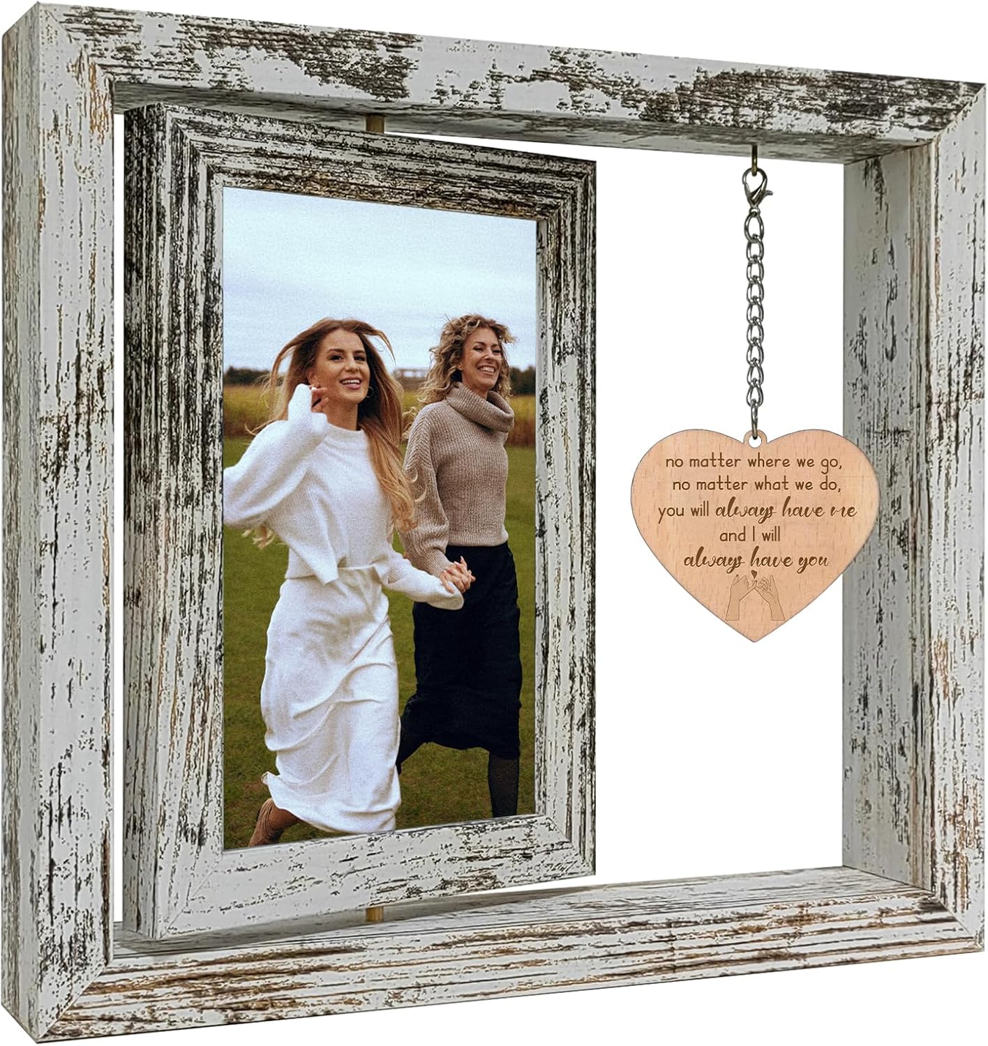 Friend Gifts for Women - No Matter Where We Go - No Matter What We Do - You Will Always Have Me and I Will Always Have You Wood Picture Frame Gifts for Friends Going Away Friendship (Dis Two 6x4 Inch)