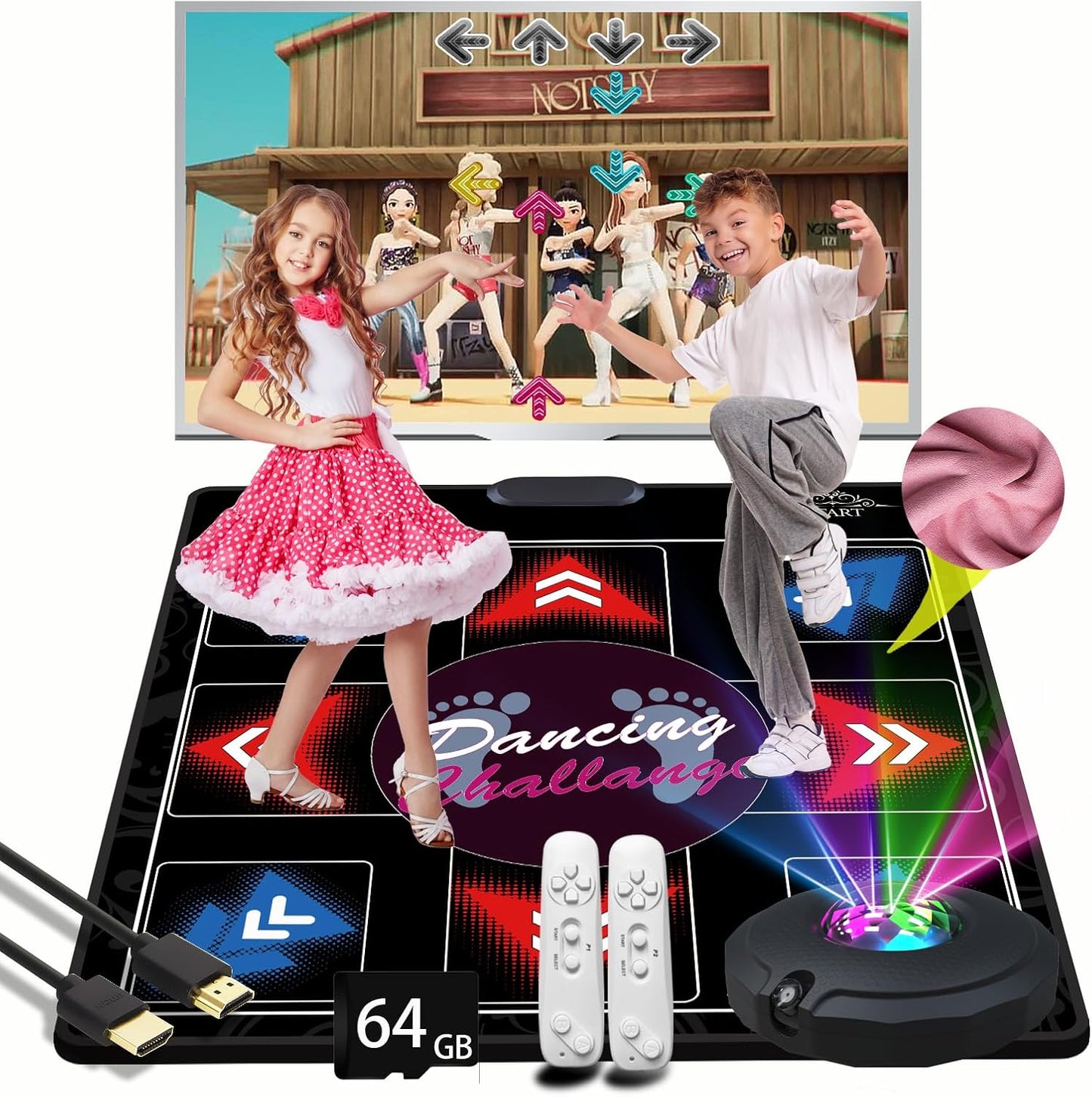 A Single-Person Dance mat with Camera, 64GB Card, 1000 Games,650 Songs, 81 Music Videos. Luxurious Gift for Boys and Girls, Made of high-Grade Flannel. Suitable for TV use.