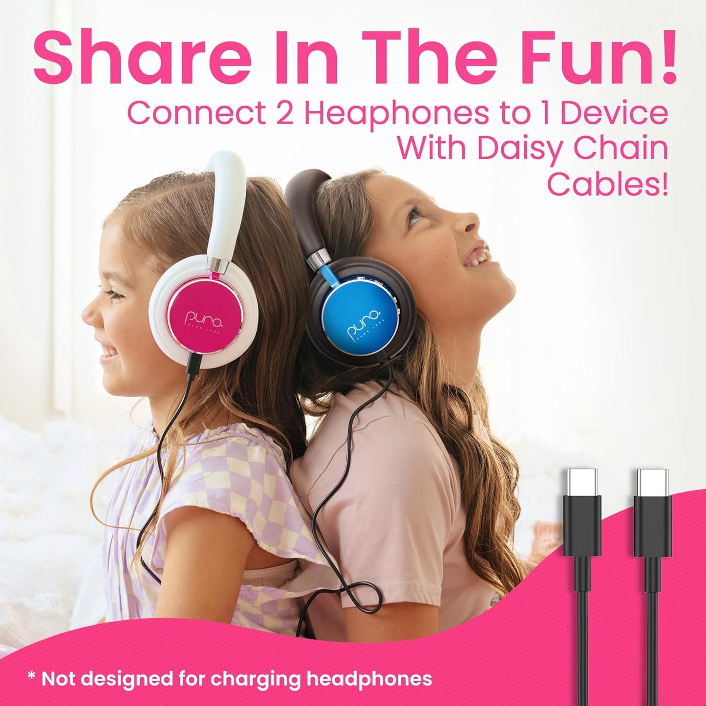 Puro Sound Labs BT2200 Plus Kids Bluetooth Headphones – Volume-Limiting 85dB, Studio-Grade Audio, Over-Ear & Comfy Design, 20-Hour Battery Life, Easy to Connect Wireless Headphones for Kids, Pink
