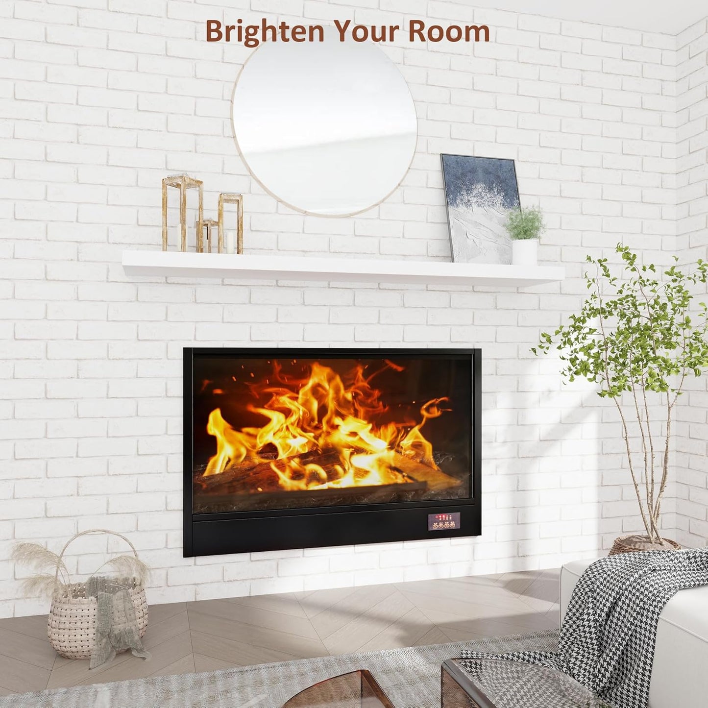 Floating Shelves 48 Inch Long, 8" Deep White Floating Shelf Wall Mounted, Deep & Thick Wall Shelf for Fireplace Mantel, Large Display Storage Shelving for Books, Living Room, Bedroom, Set of 1