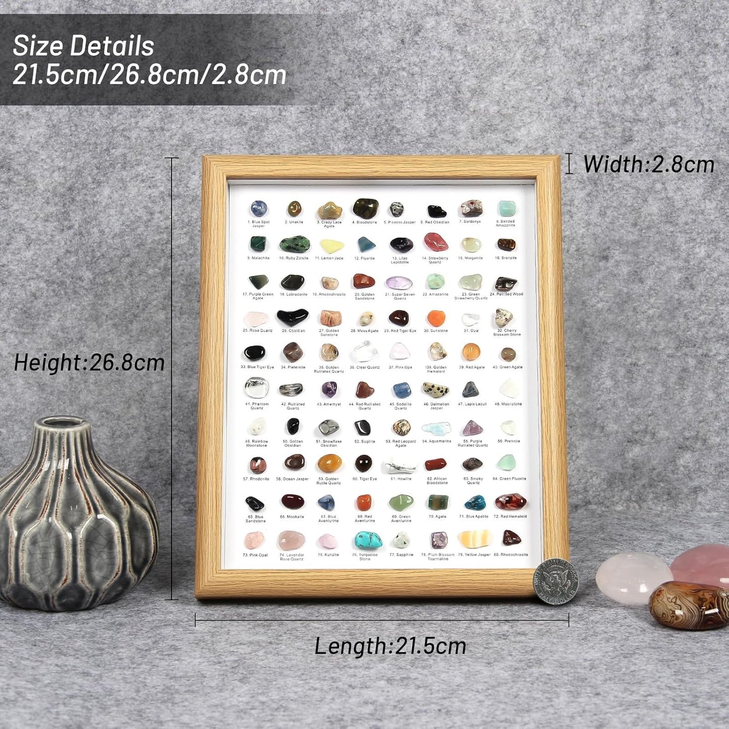 80 PCS Natural Crystal Collection, Crystal and Gemstones for Decoration, Healing Crystal Rocks Set, Mineral Specimens-Crystal Chips Set for Home Decor, Office Desk Decor, Gift