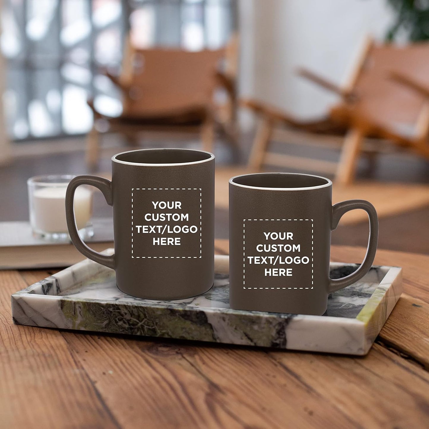 Custom El Grande Matte Ceramic Mugs 20 oz. Set of 72, Personalized Bulk Pack - Perfect for Tea, Espresso, Cappuccino, Hot Cocoa - Dark Brown