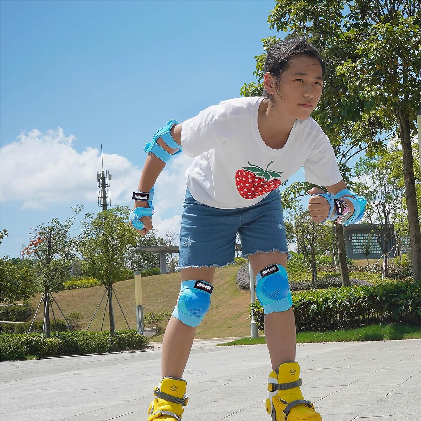 Youth/Kids Knee Pads Elbow Pads Wrist Guards Protective Gear Set for 3-15 Years Child Roller Skates, Skateboard, Cycling, Inline Skating, BMX Bike, Balance Bike, Scooter Riding and Other Outdoor Sports