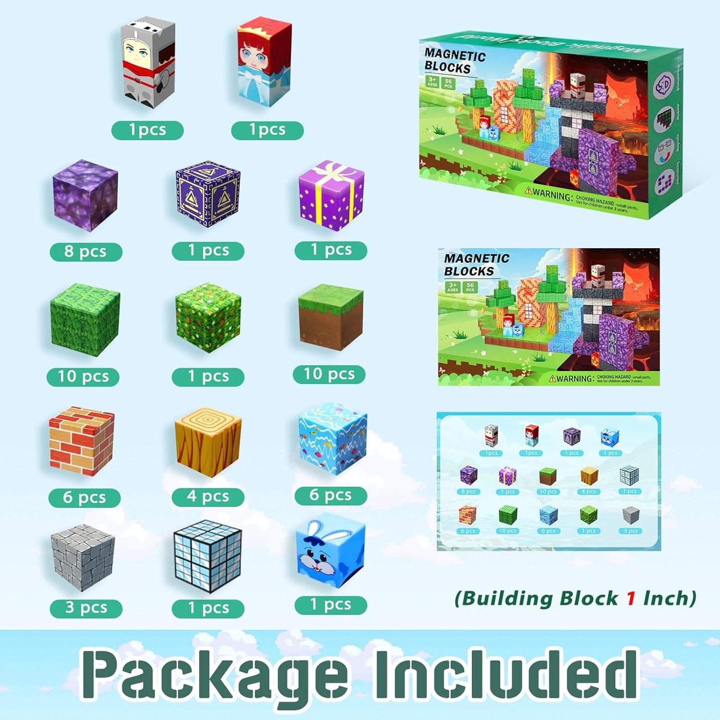 Magnetic Blocks -Adventure at Lava World Blocks Set - Magnetic Cubes Building Blocks Toys for Halloween Christmas Birthday Gift - STEM Sensory Toys for 3+ Years Old Girl Boys