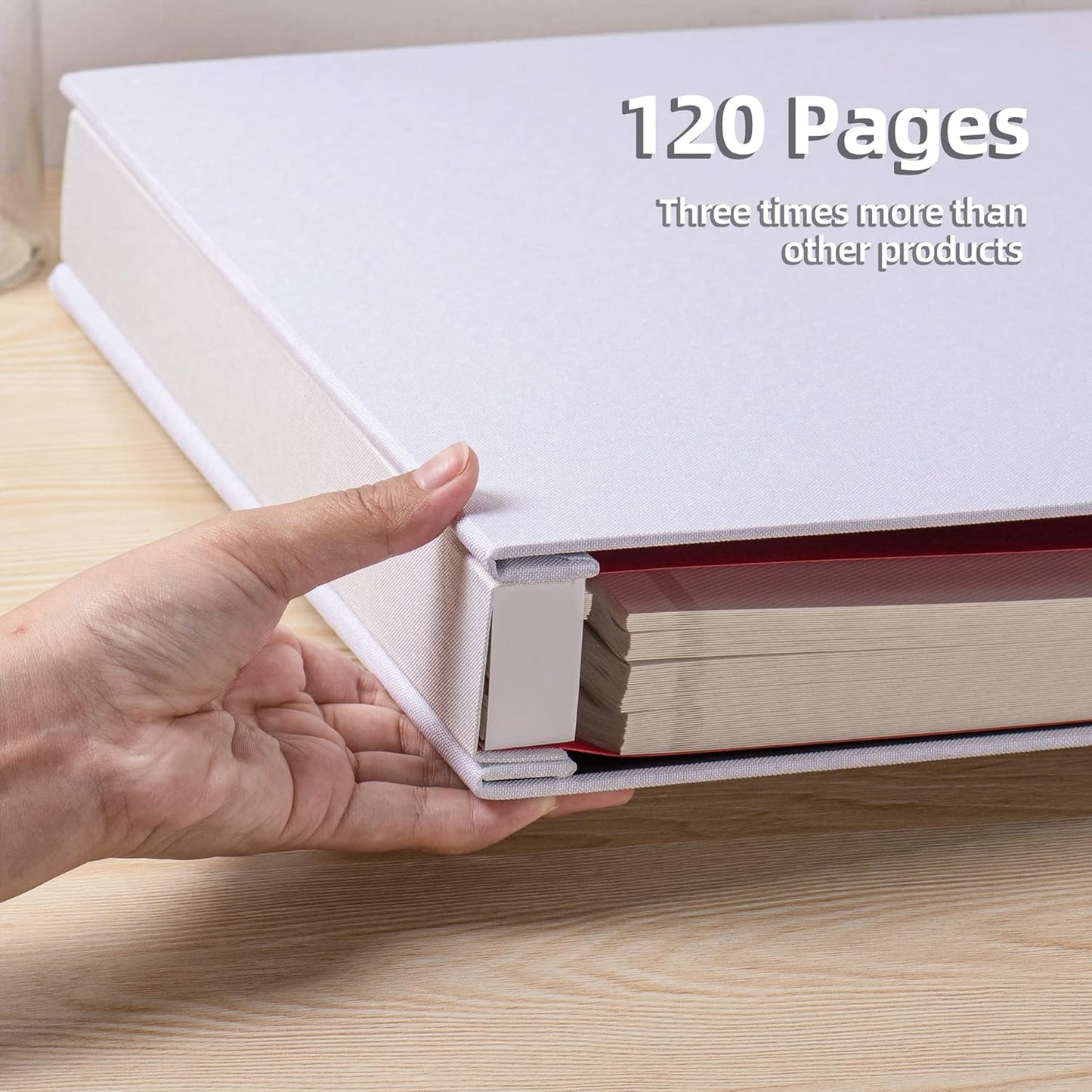 Large Photo Album Self Adhesive 4x6 8x10 10x12 Scrapbook Magnetic Album DIY Scrapbook Length 13 x Width 12.8 (Inches) 120 Sticky Pages Linen Cover DIY Photo Album(White)