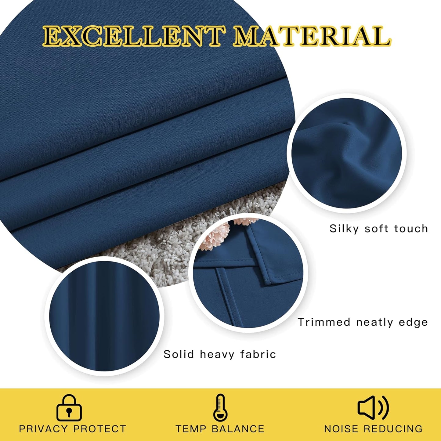 NICETOWN Window Drapes Long Curtains - (52 inches Wide x 108 inches Long, Moroccan Blue, 2 Pieces) Living Room Panels Grommet Top Window Treatment for Hall & Guest Room