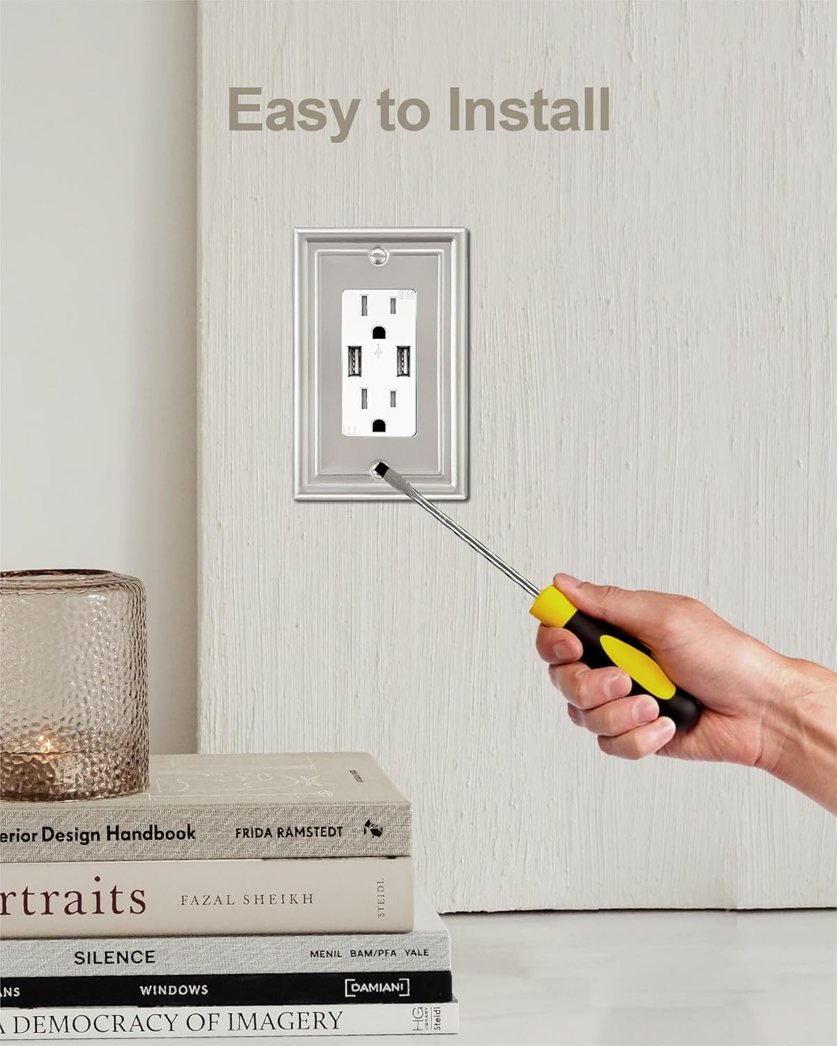 4-Pack Decorator Wall Plate, Satin Nickel Electrical Outlet Cover Plate for Receptacle, Dimmer Switch, GFCI Outlet, Midsize, A035 Series