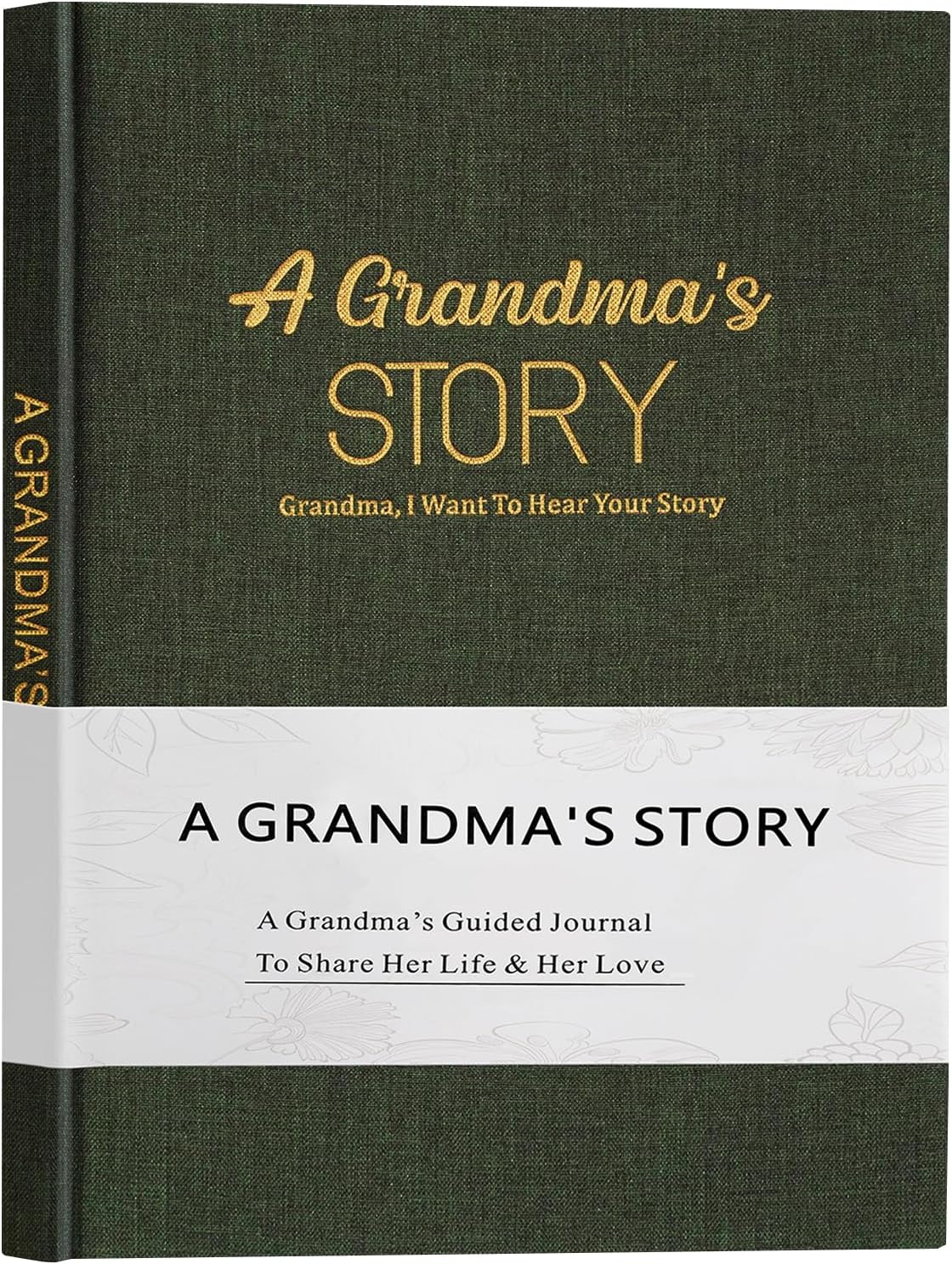 Artmag Grandma's Life Story Journal Family Keepsake Book Linen Hardcover for Grandma to Share Her Memories, with 250+ Prompt Questions Gift for Birthday Mother's Day Christmas (Dark Green)