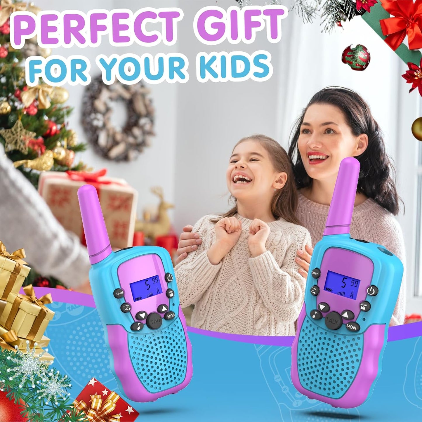 Selieve Toys for 3-14 Year Old Children's, Walkie Talkies for Kids 22 Channels 2 Way Radio Toy with Backlit LCD Flashlight, 3 Miles Range for Outside, Camping, Hiking Purple