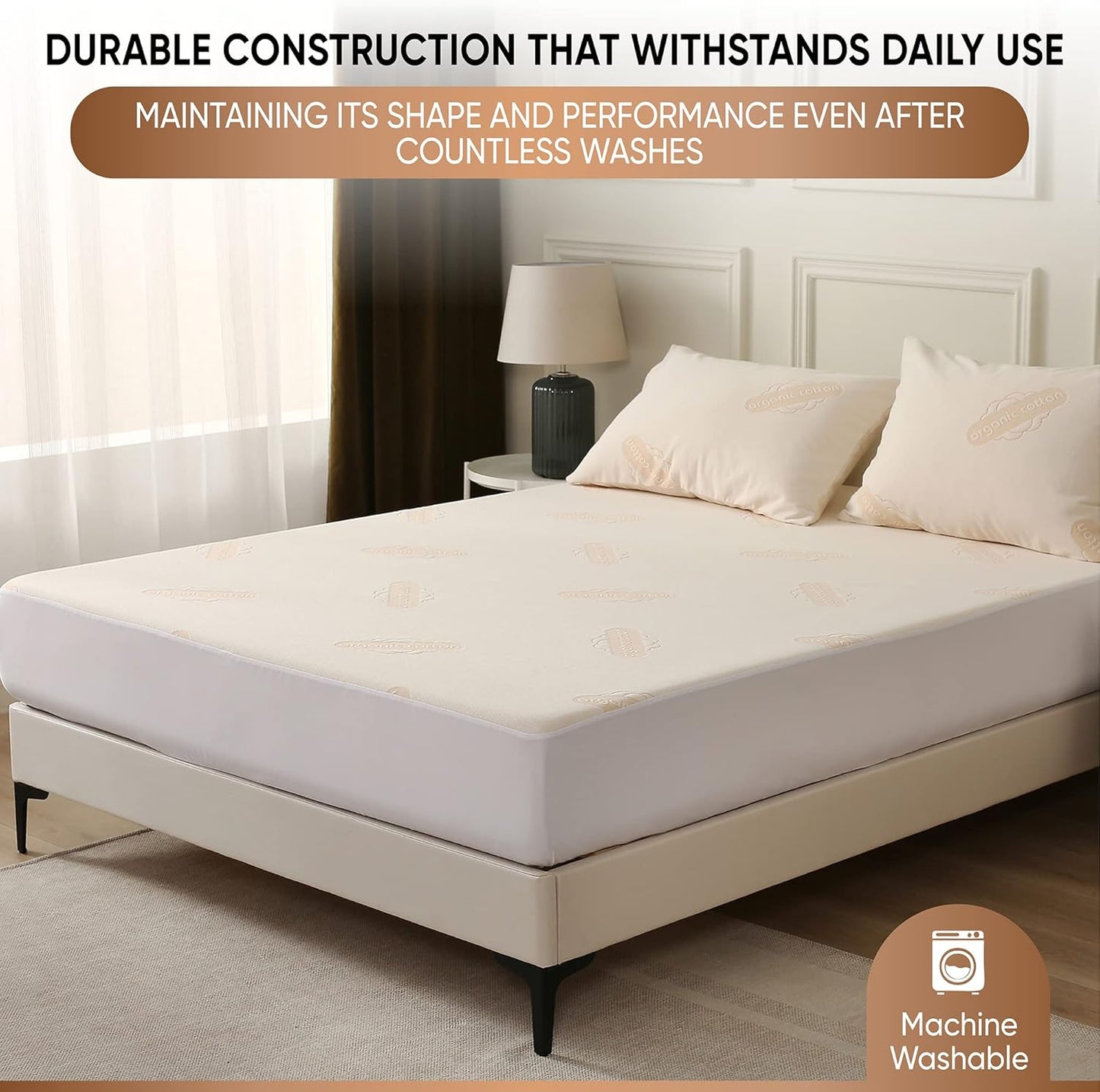 Waterproof Organic Mattress Protector California King - Organic Cotton Breathable Mattress Pad Cover - 250 GSM Comfort - Deep Pocket - Fitted Comfort