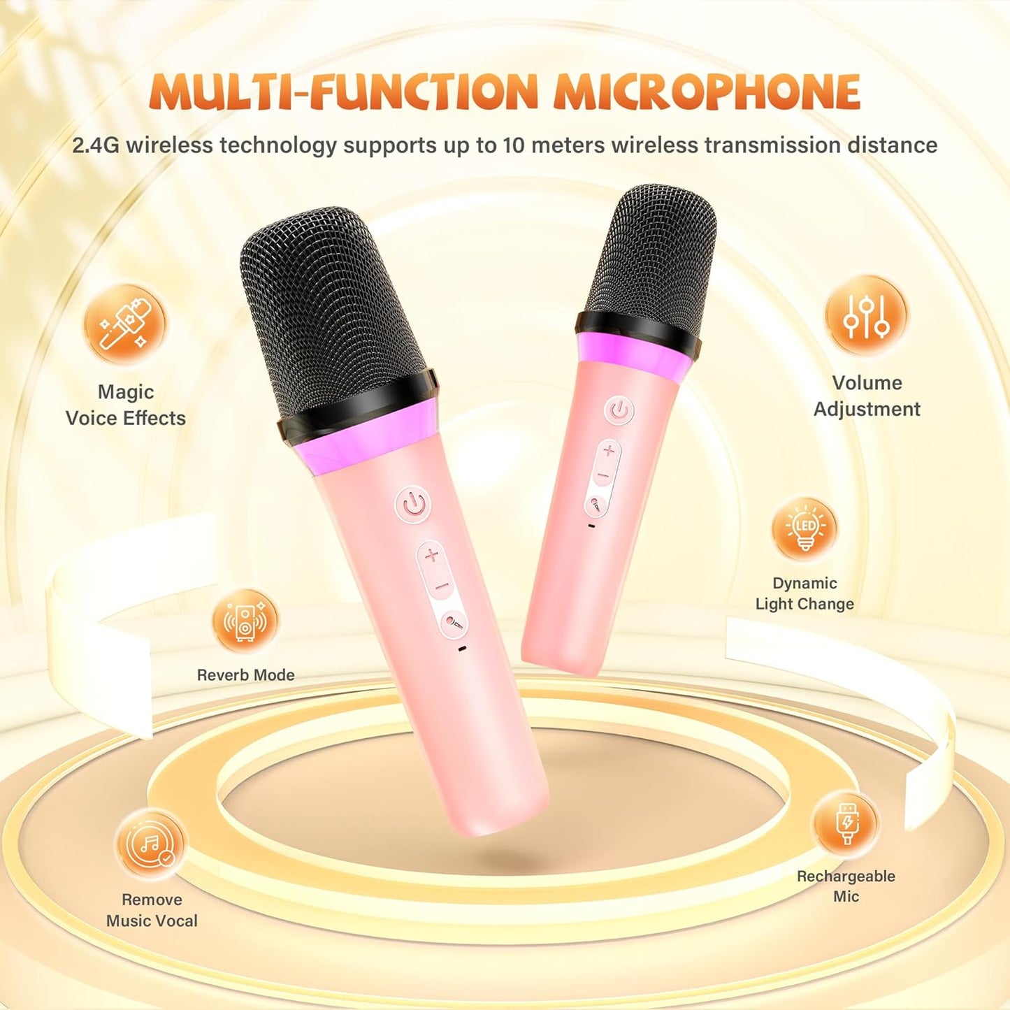 Mini Karaoke Machine for Kids Adults: Portable Karaoke Machine with 2 Wireless Mics for Home Party - Singing Karaoke Speaker Toy Gift for Girls Boys Ages 4 5 6 7 8 9 10 11 12+ Years Old Birthday