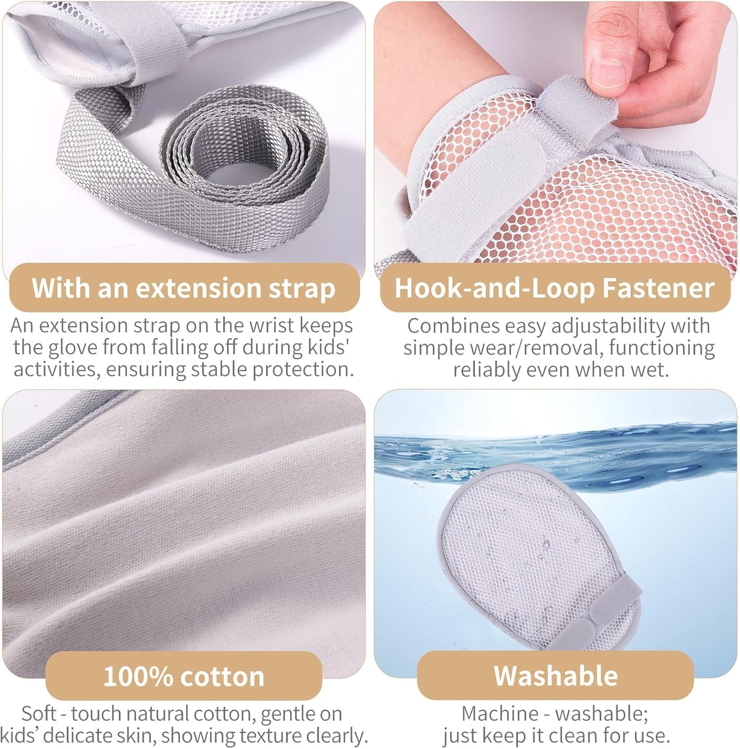 Kids Anti-Scratch Mittens – Soft Safety Restraint Gloves for Children with Autism, Sensory Needs, or Behavioral Challenges Mesh style