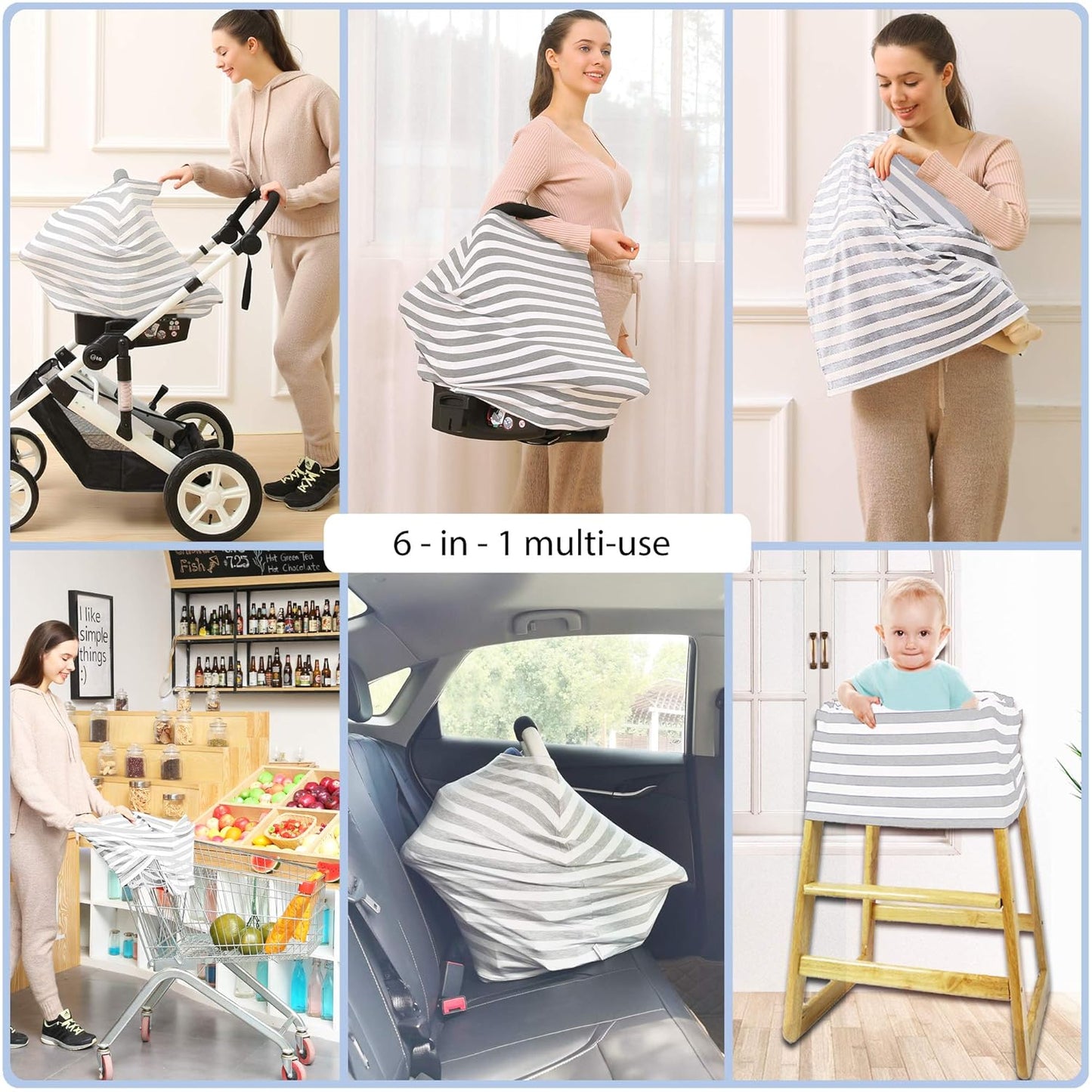 Car Seat Cover for Babies - Multi-use Carseat Canopy Cover, Car Seat Covers, Infant Boys and Girls Shower Gifts