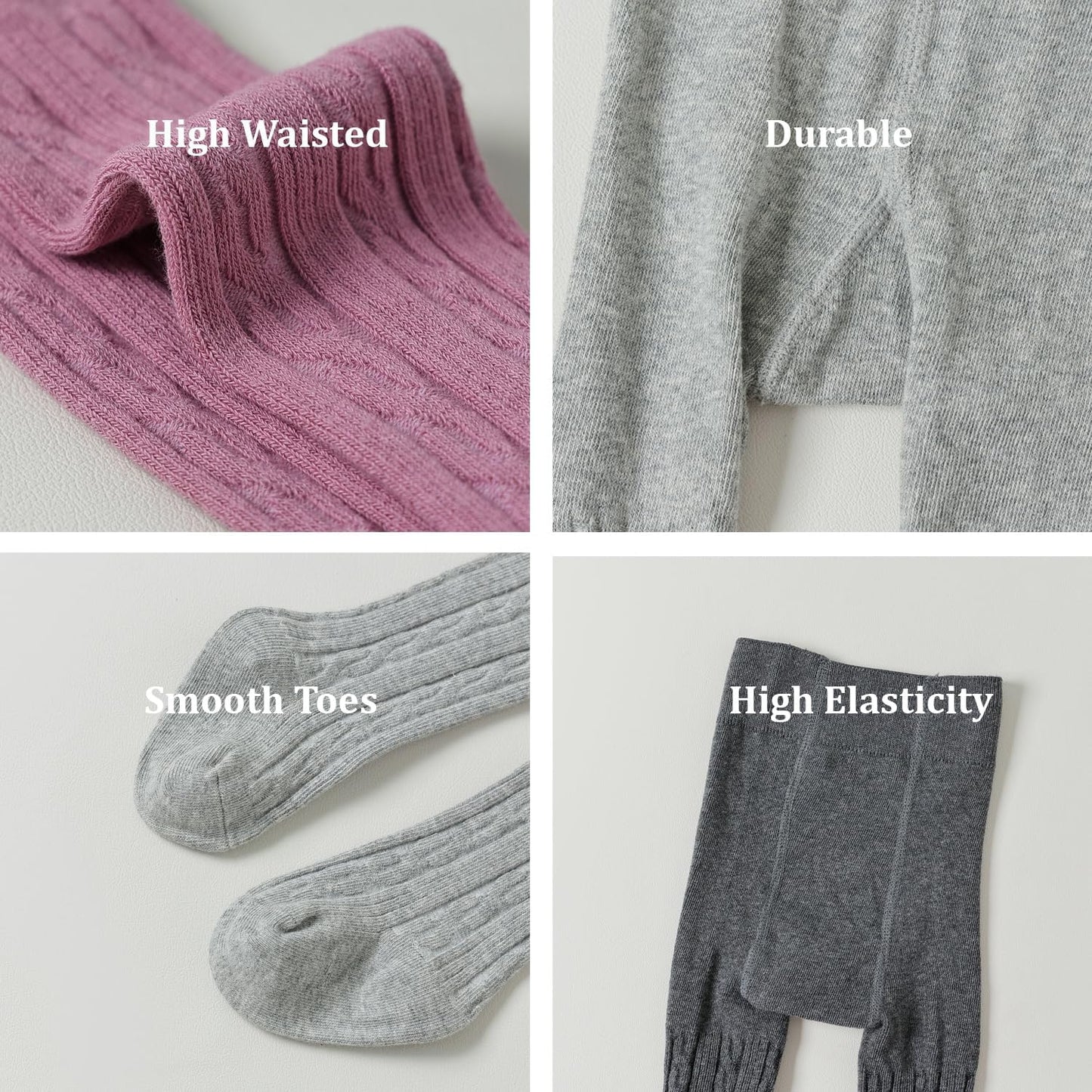 Marchare Baby Girls Tights Thick Solid Cable Knit Leggings Winter Warm Stockings For Toddler Girls 1/2/3/4/5 Pack