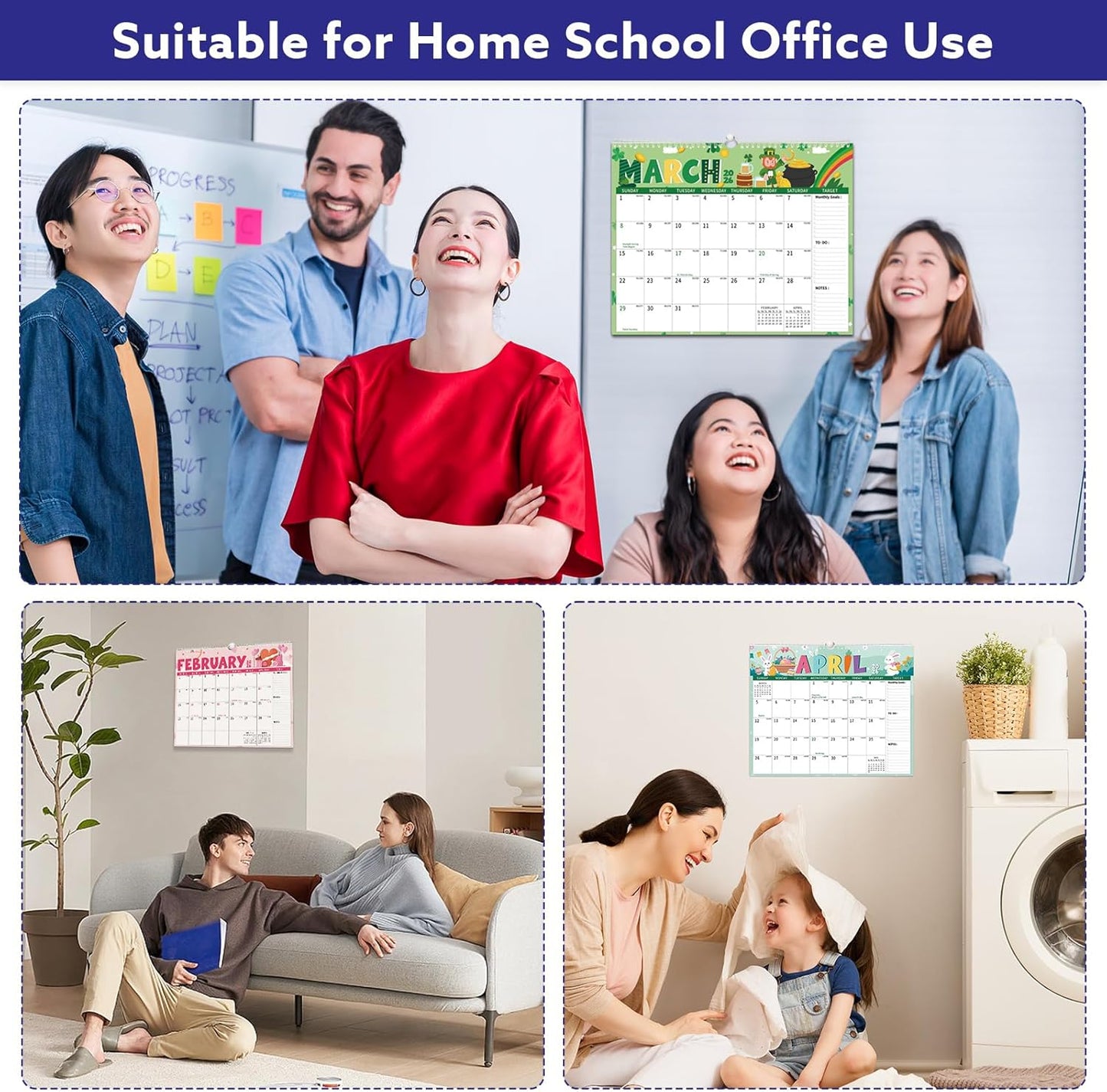 Wall Calendar 2025-2026, 18 Month Large Desk Calendar from July 2025 to December 2026 14.5" x 11.8" Monthly Calendar with Twin-Wire Binding for Home Office Planning Personal Organisers, Festival Style